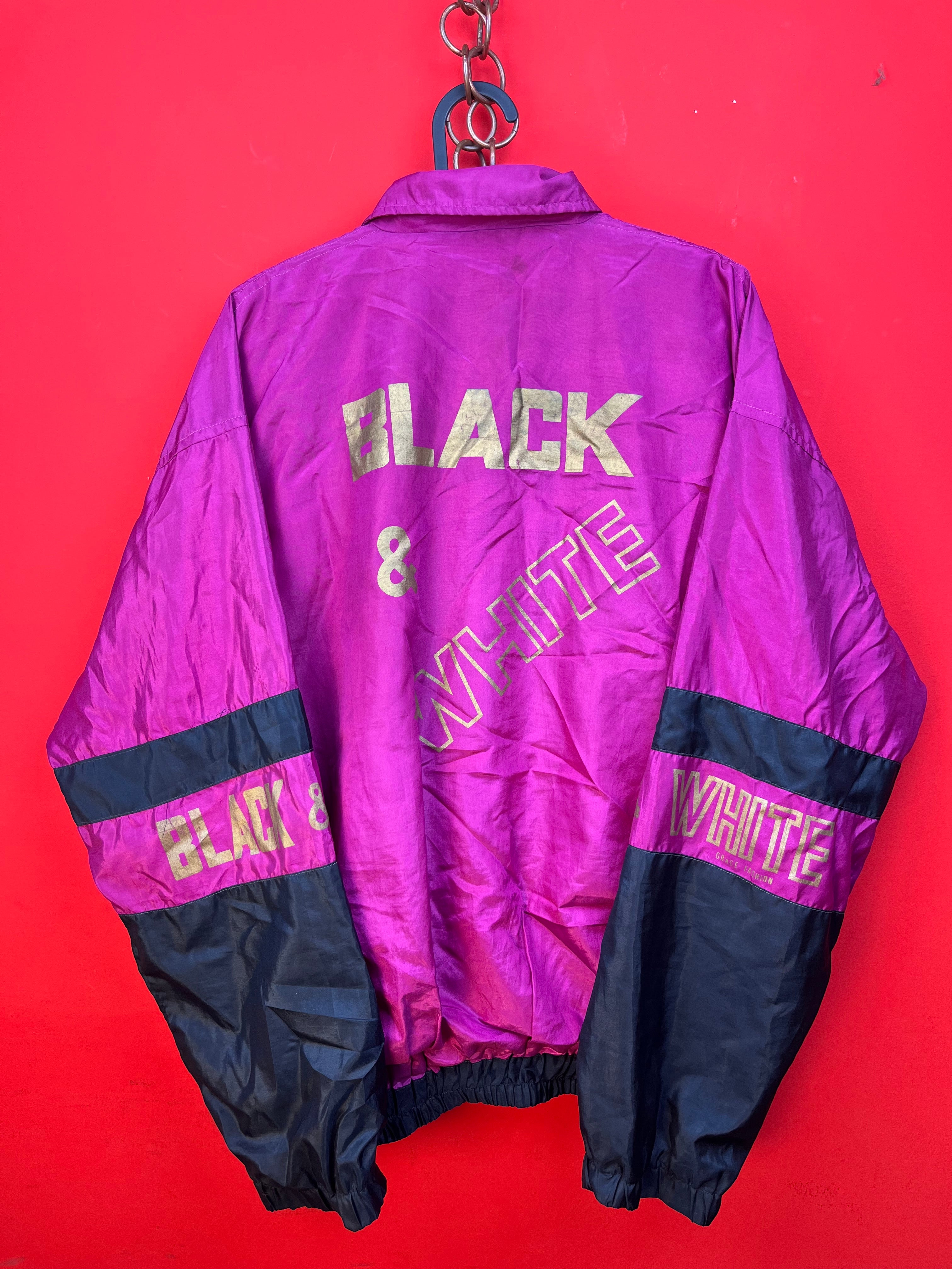 Giacca Vintage Black & White Anni 90 Fucsia Oversize