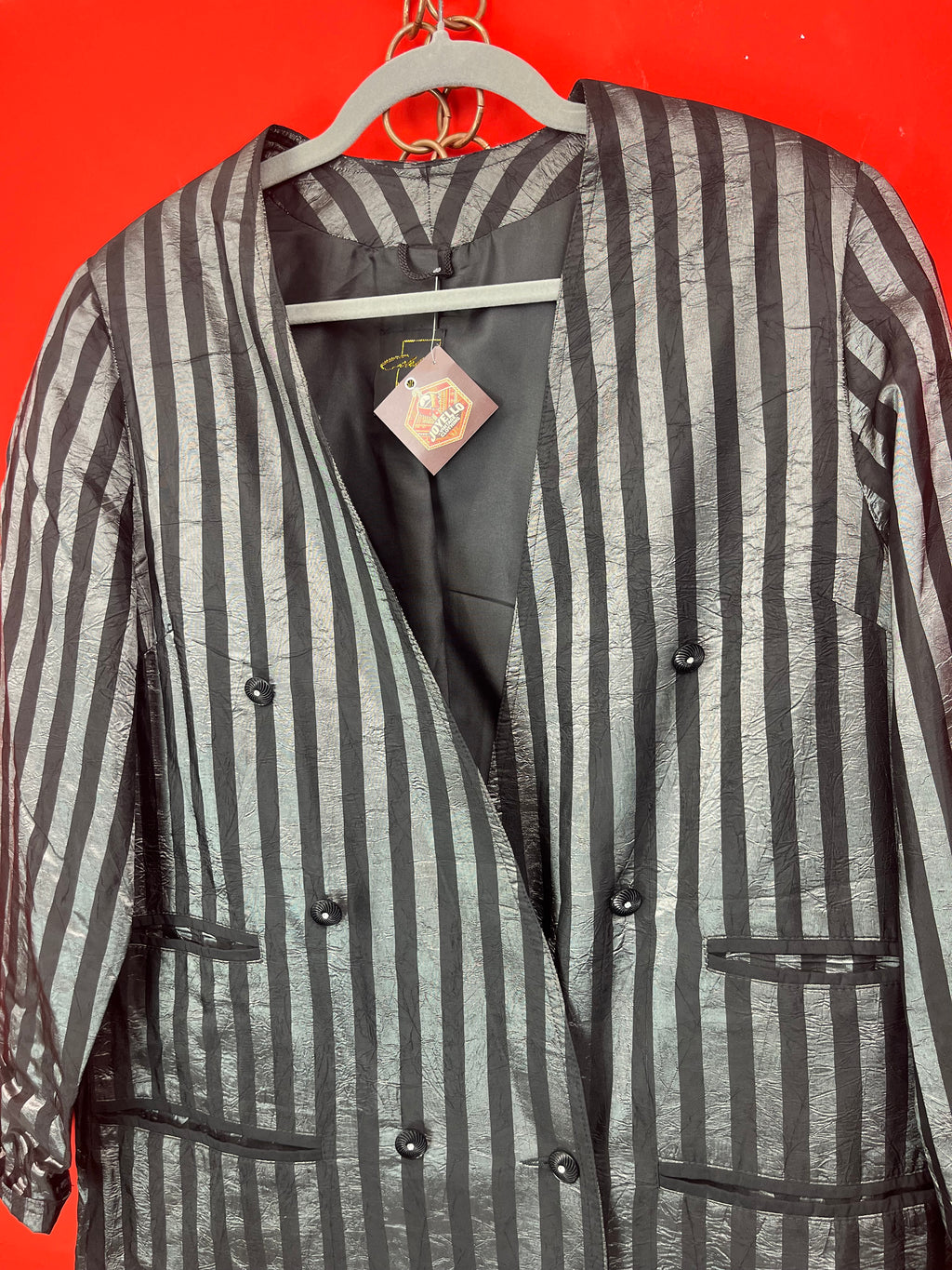 Blazer vintage Wolfgang Kaiser a righe nero e grigio