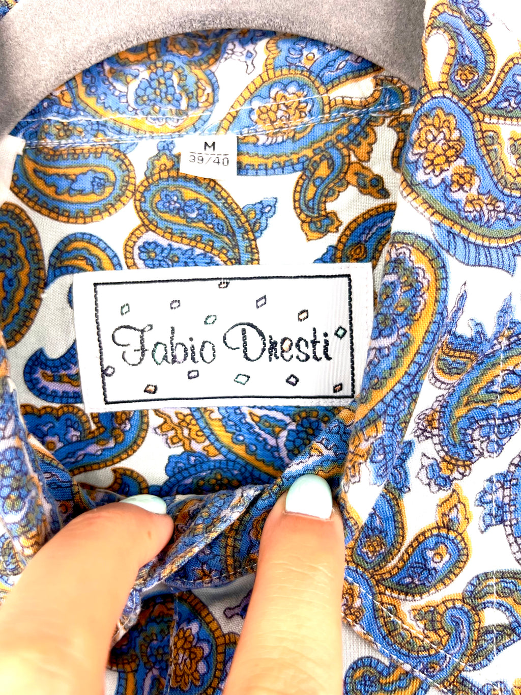 Fabio Onesti Vintage Paisley Shirt – Blue & Gold Pattern – Size M