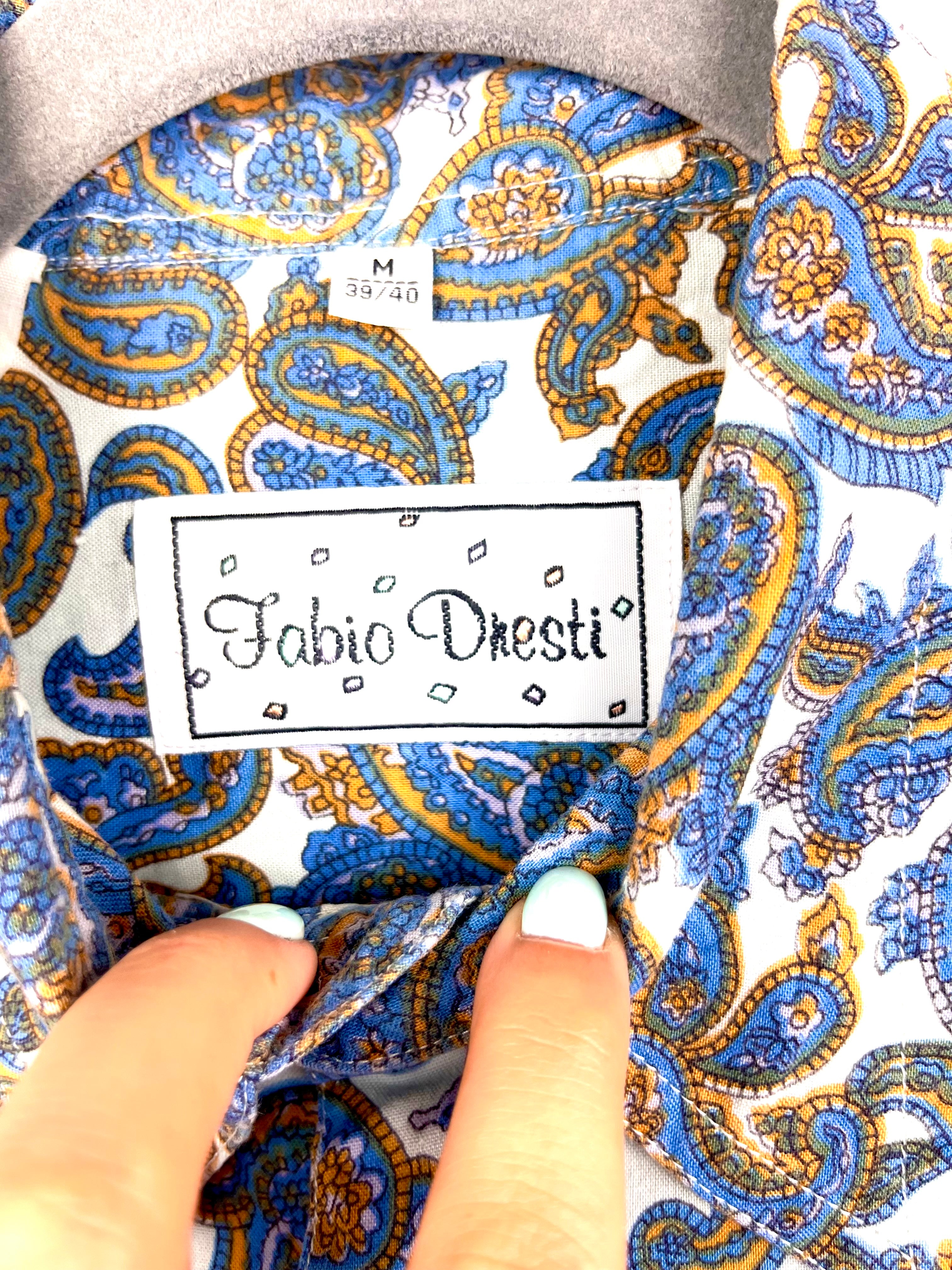 Fabio Onesti Vintage Paisley Shirt – Blue & Gold Pattern – Size M