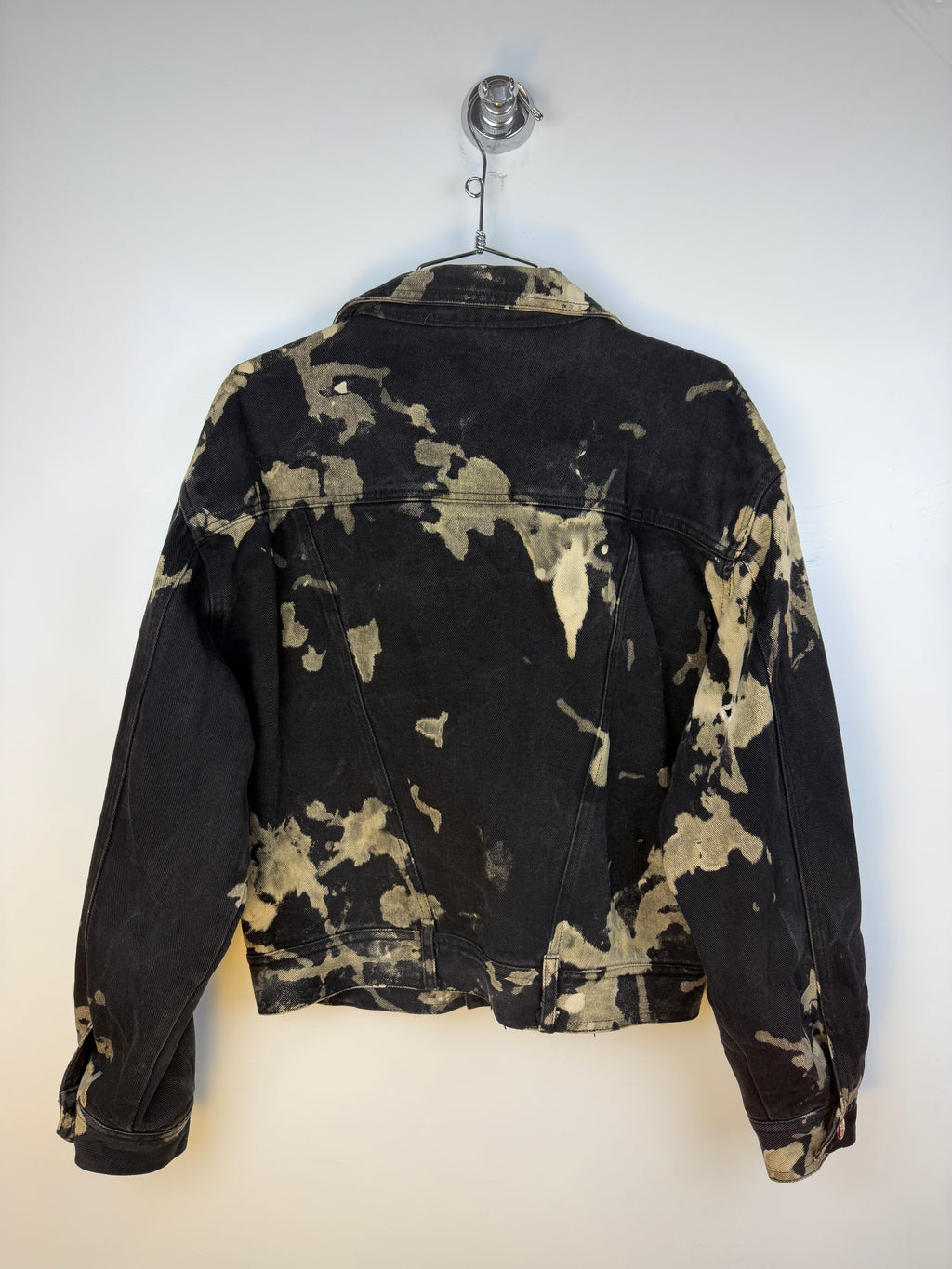 Giacca vintage in denim tie-dye nero e beige – Monte Quato