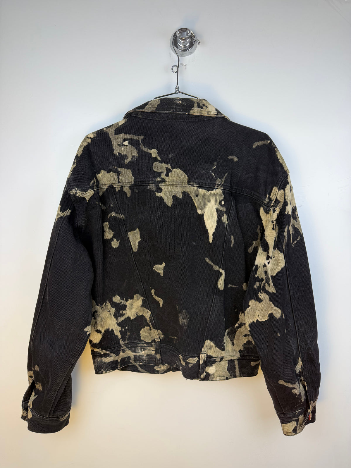 Giacca vintage in denim tie-dye nero e beige – Monte Quato