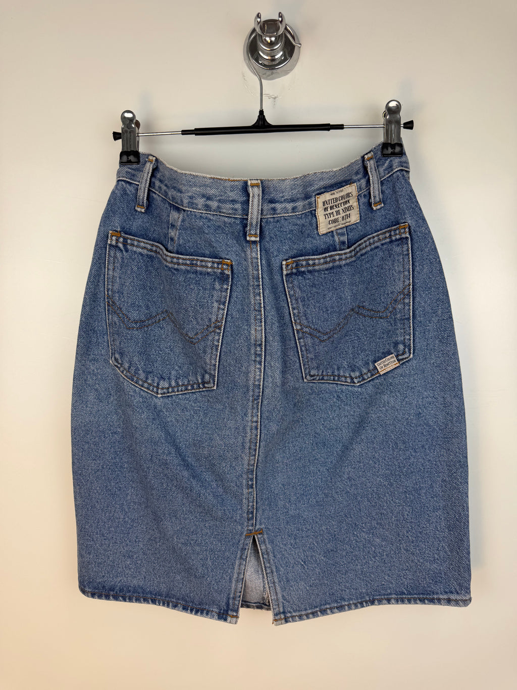 Gonna vintage Benetton in denim 100% cotone – Vita alta anni ’90