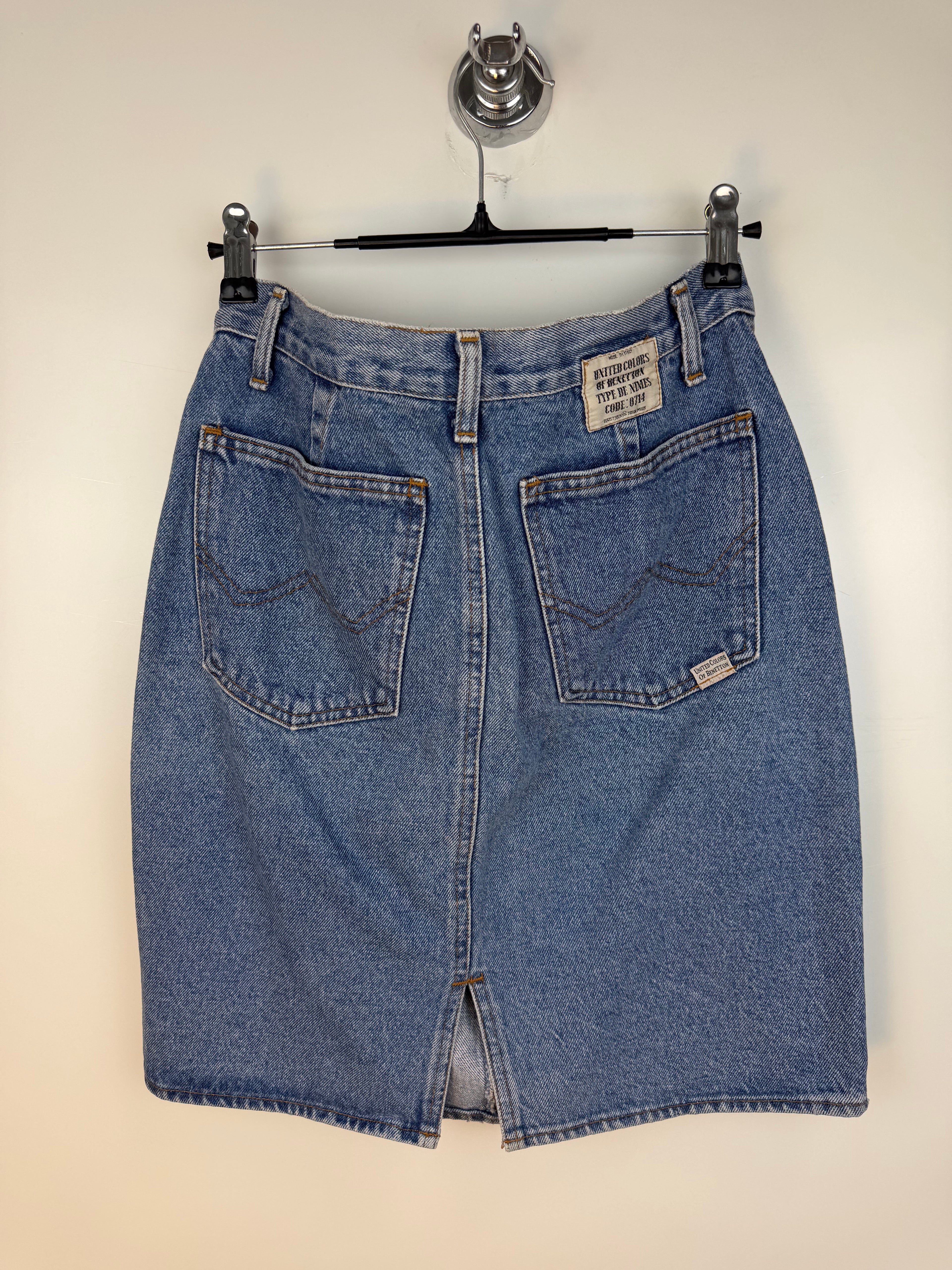 Gonna vintage Benetton in denim 100% cotone – Vita alta anni ’90