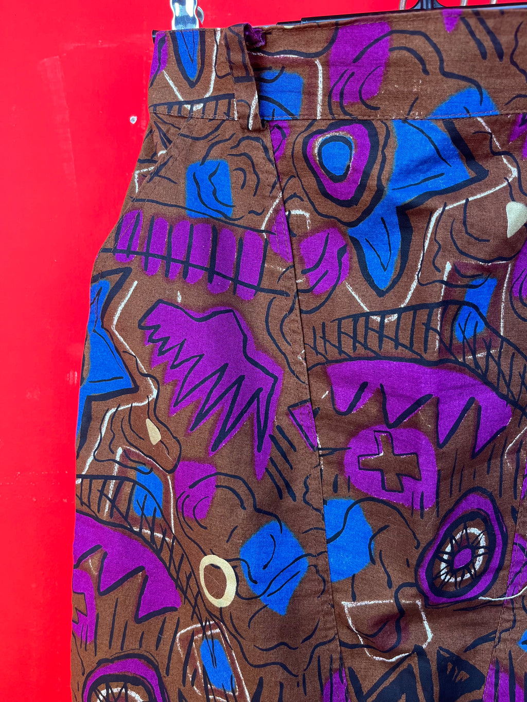 Vintage Graffio Abstract Midi Skirt – Made in Italy