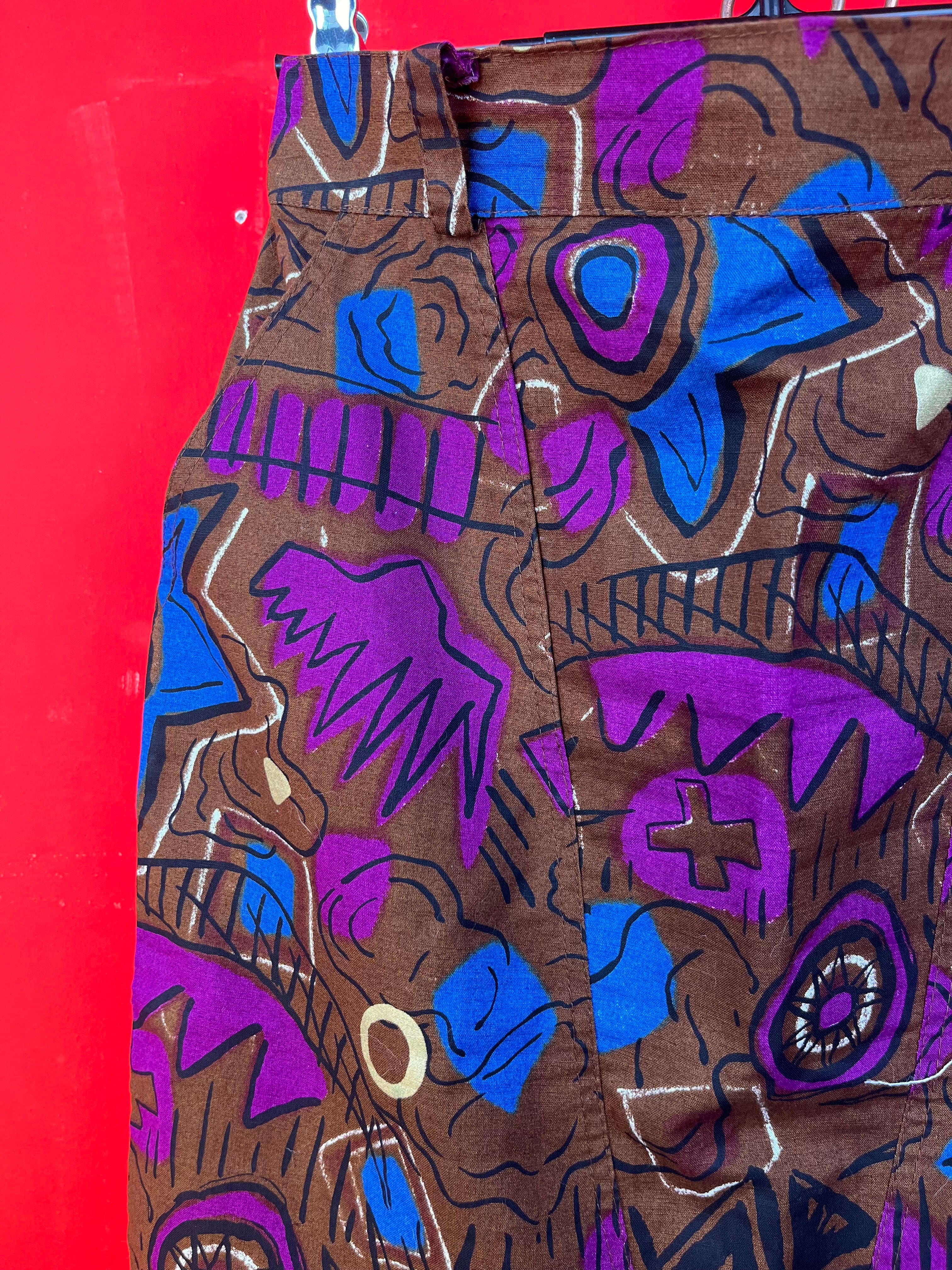 Vintage Graffio Abstract Midi Skirt – Made in Italy