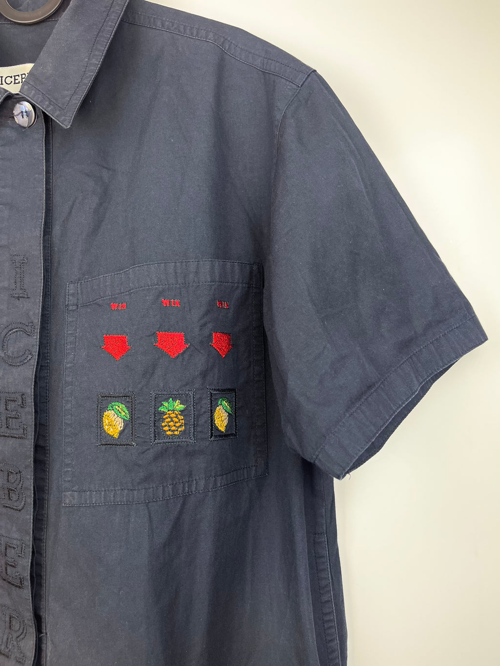 Abito Camicia Vintage Iceberg Ricamato Blu Navy