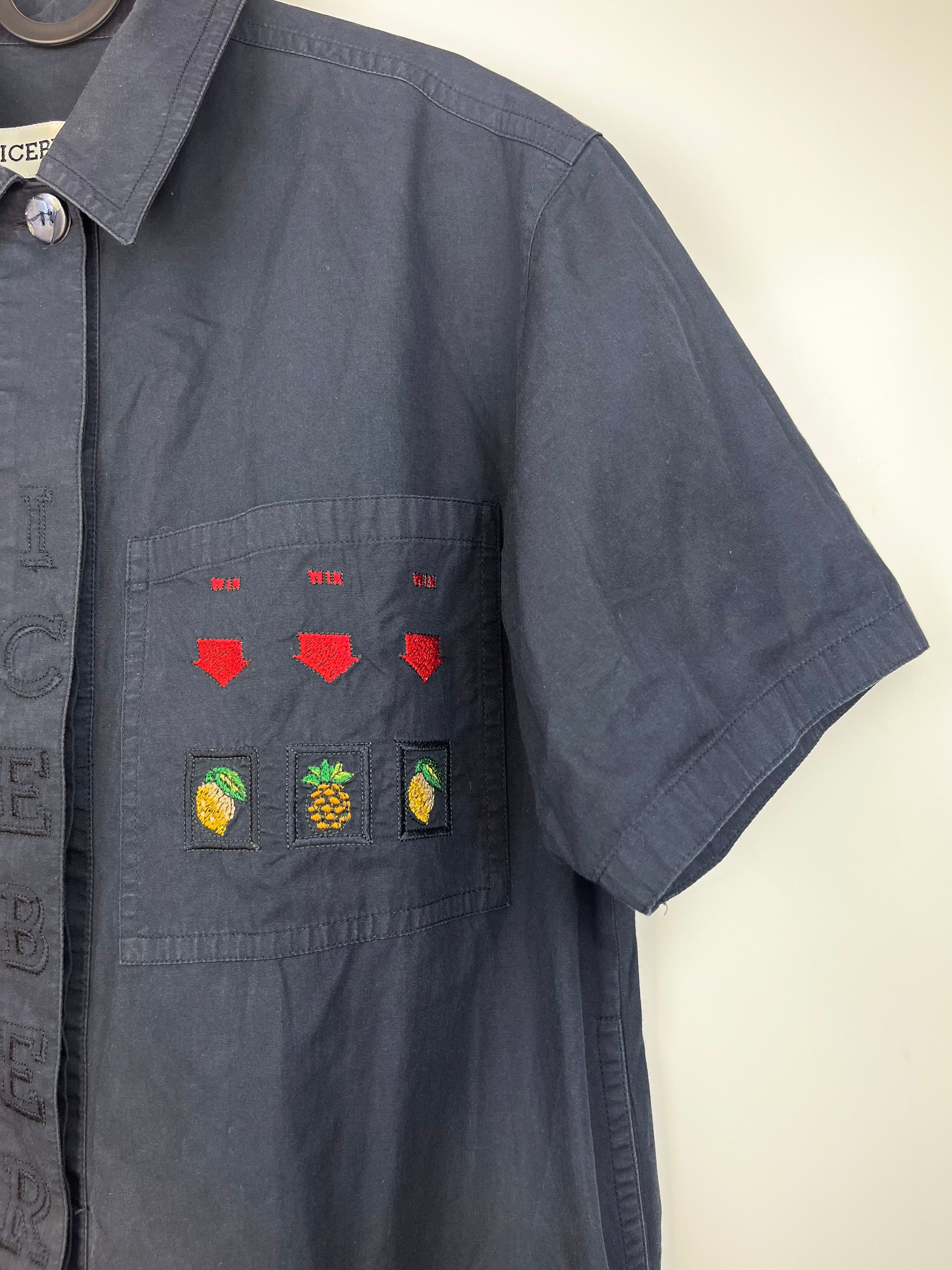 Abito Camicia Vintage Iceberg Ricamato Blu Navy