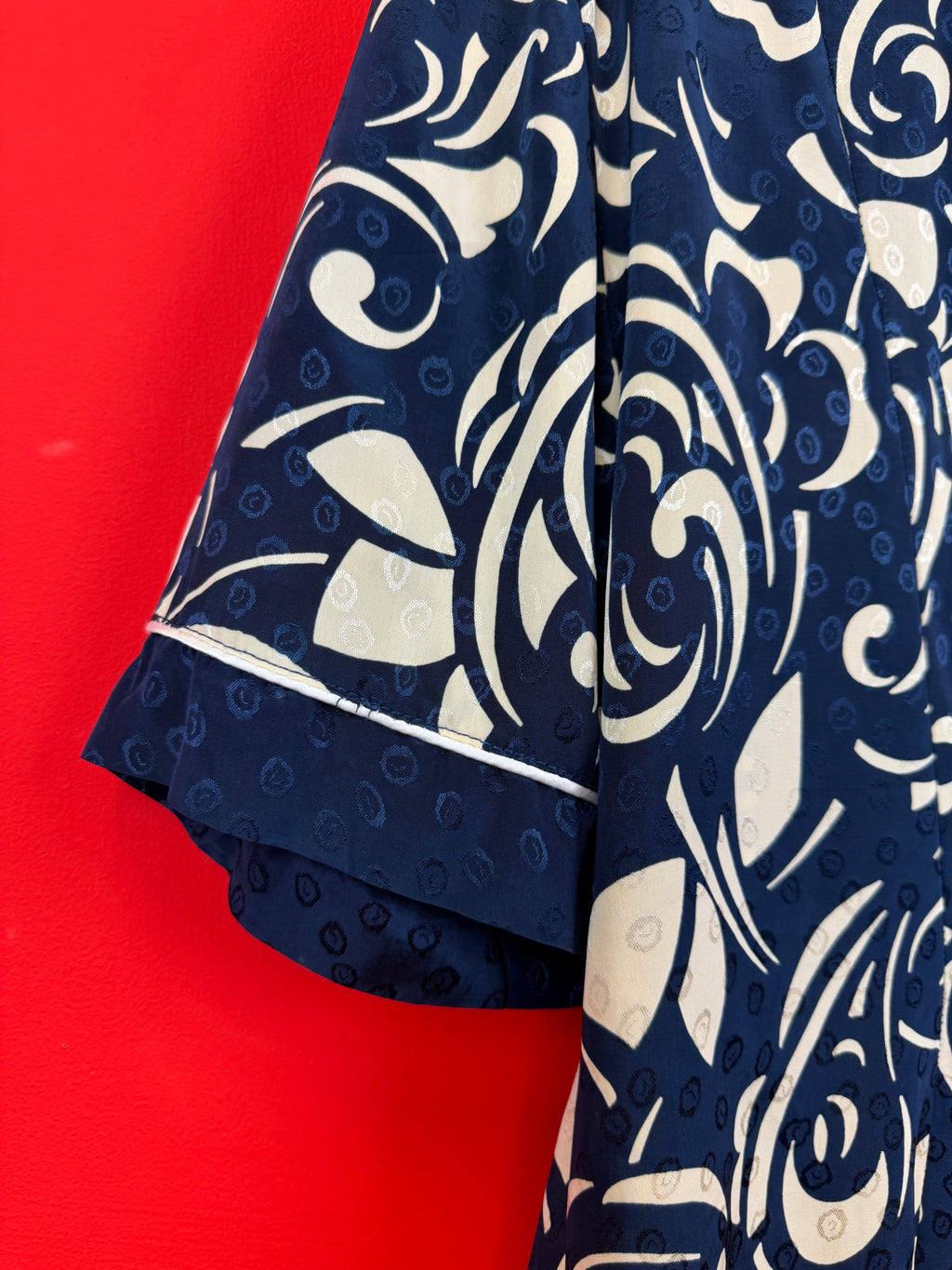Camicia Vintage Made in Italy Fantasia Astratta Blu