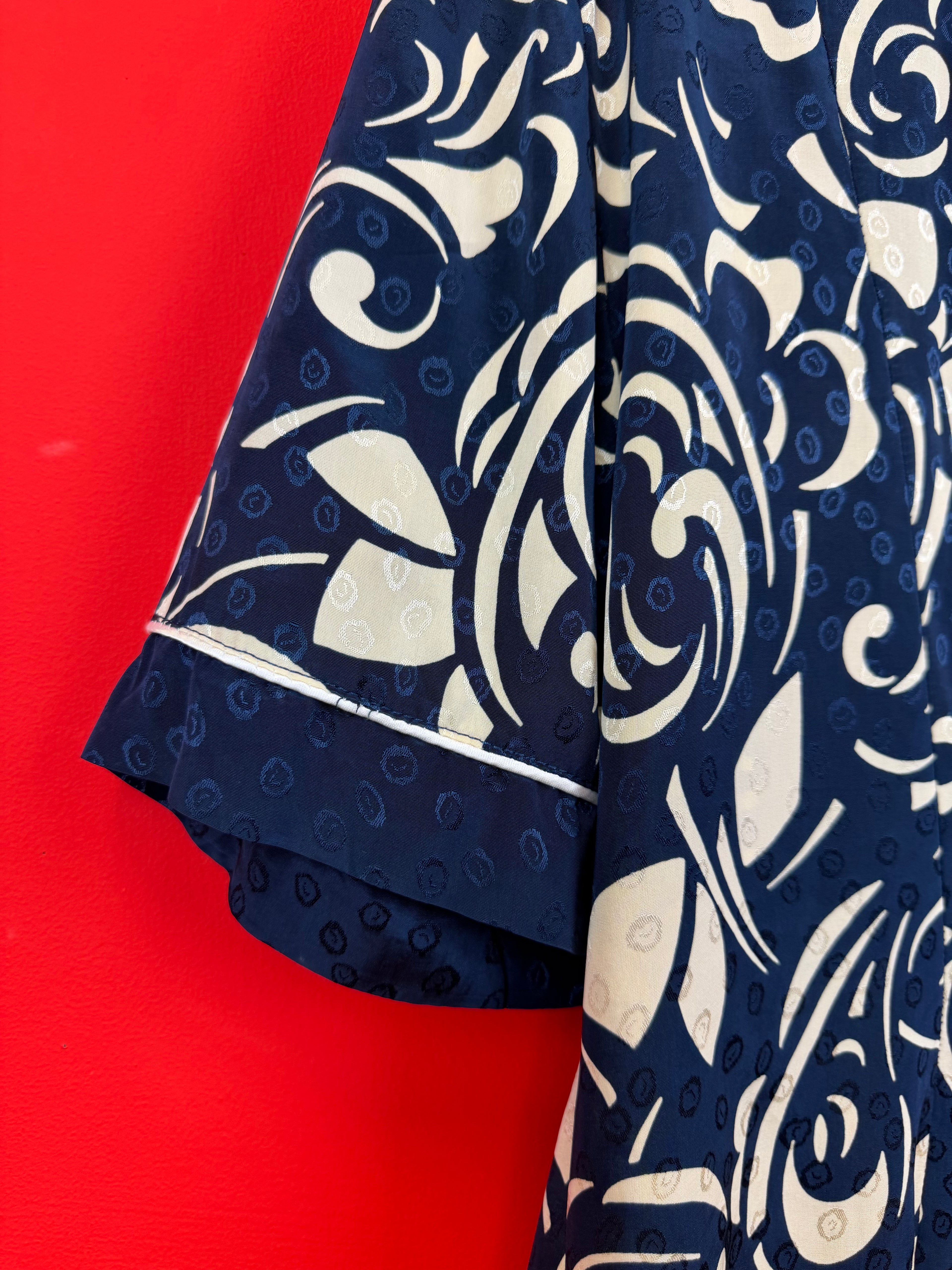 Camicia Vintage Made in Italy Fantasia Astratta Blu