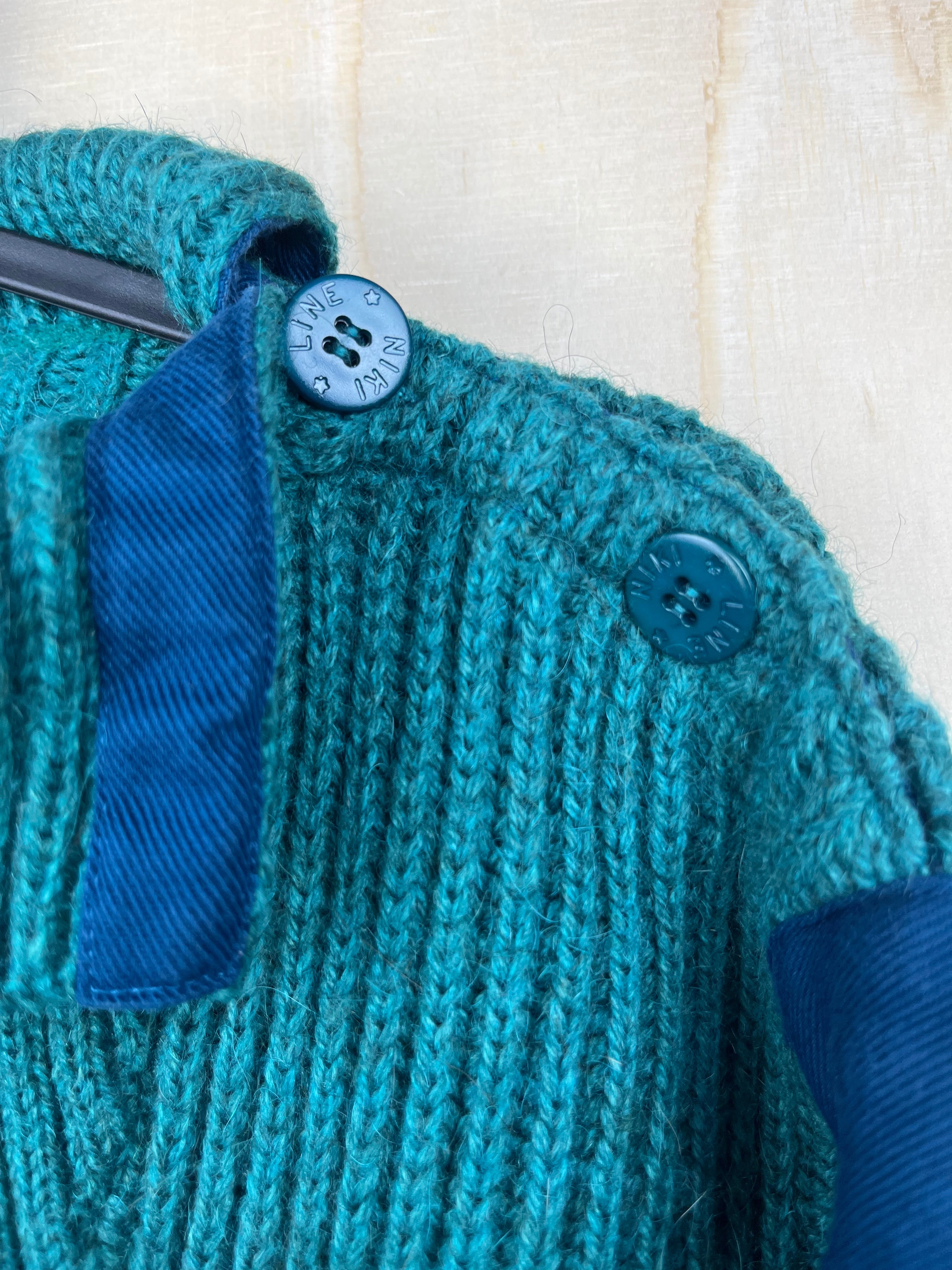 Vintage Italian Alpaca Wool Blend Turtleneck Sweater Teal Green Oversized Fit