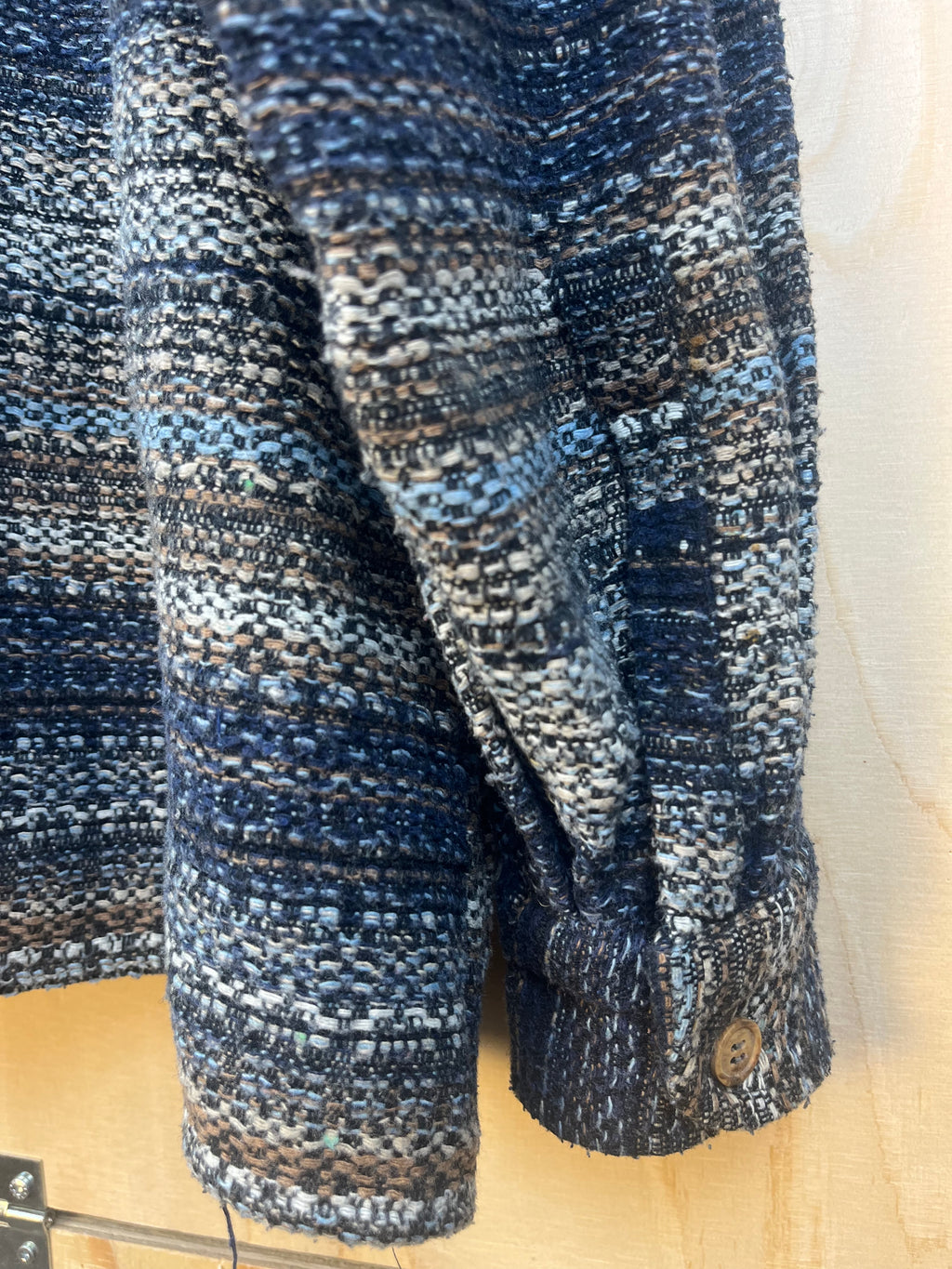 Vintage Italian Textured Shirt Jacket – Blue Pattern