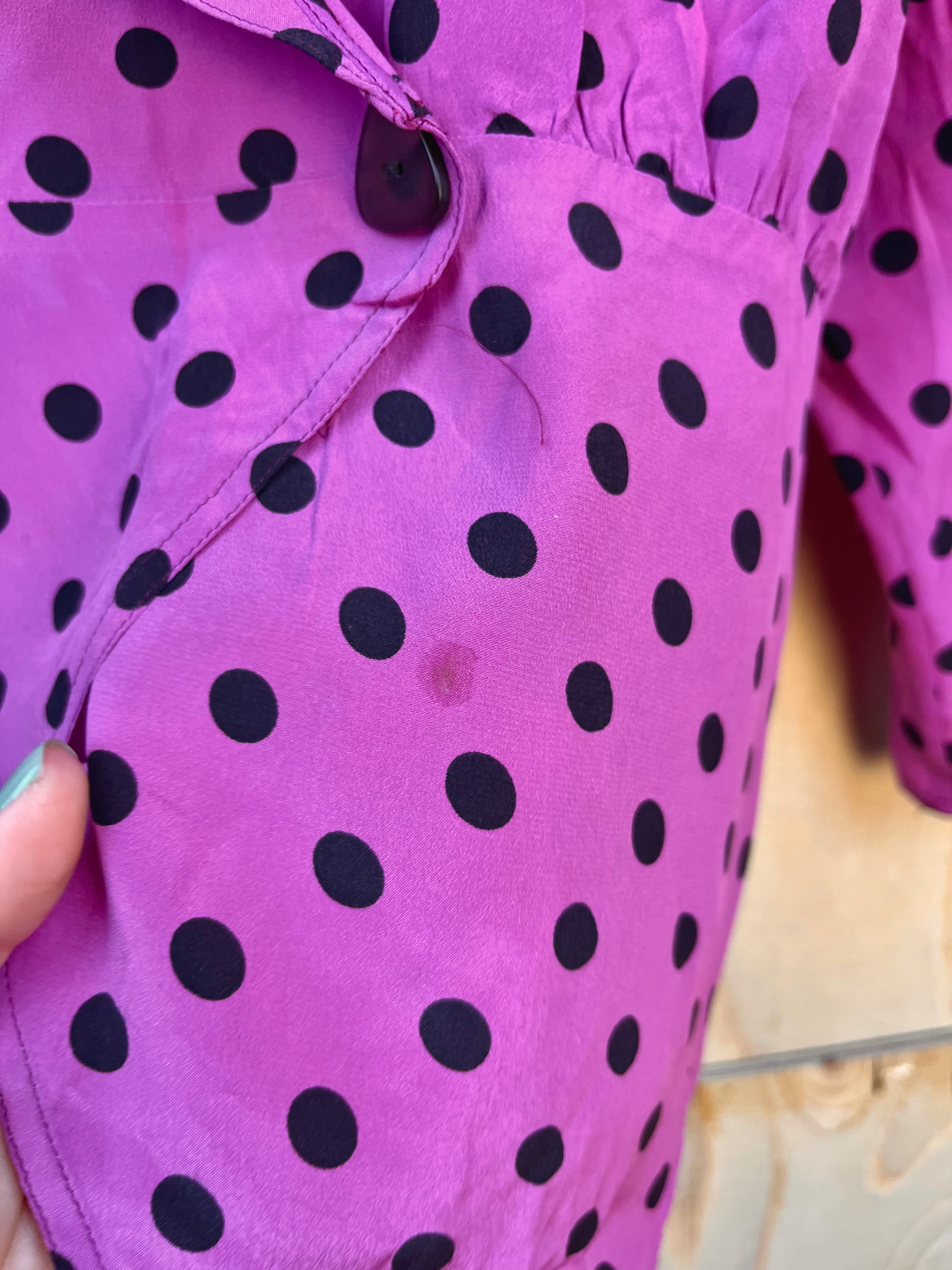 Vintage Silk Polka Dot Blouse – Made in Italy