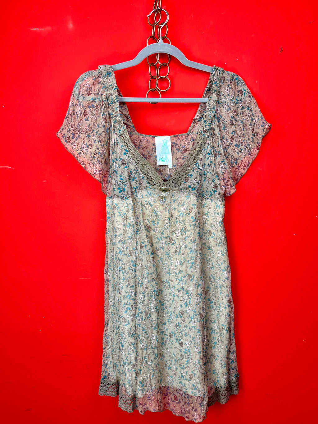 Vestito Vintage Floreale in Seta Made in Italy