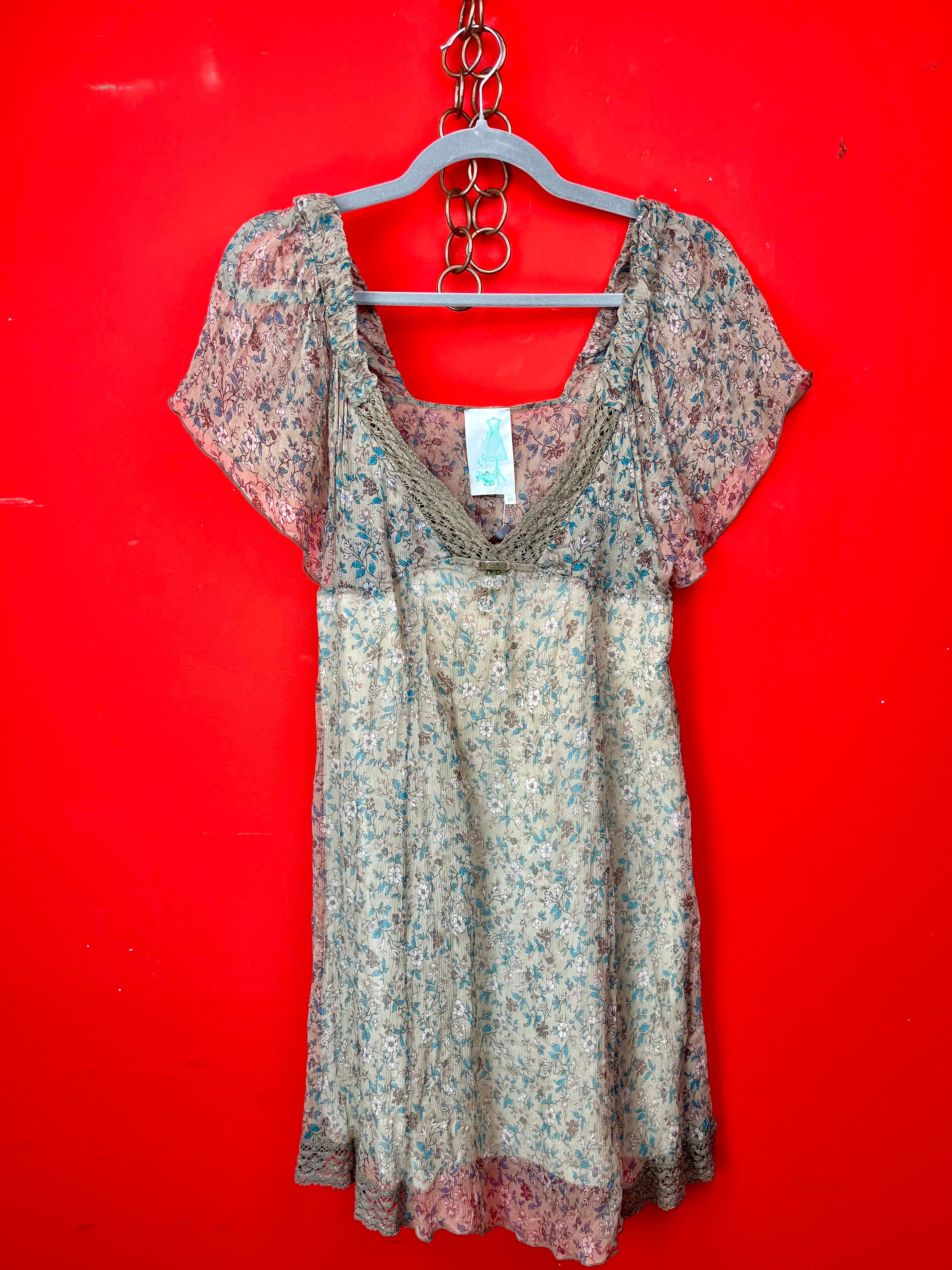 Vestito Vintage Floreale in Seta Made in Italy