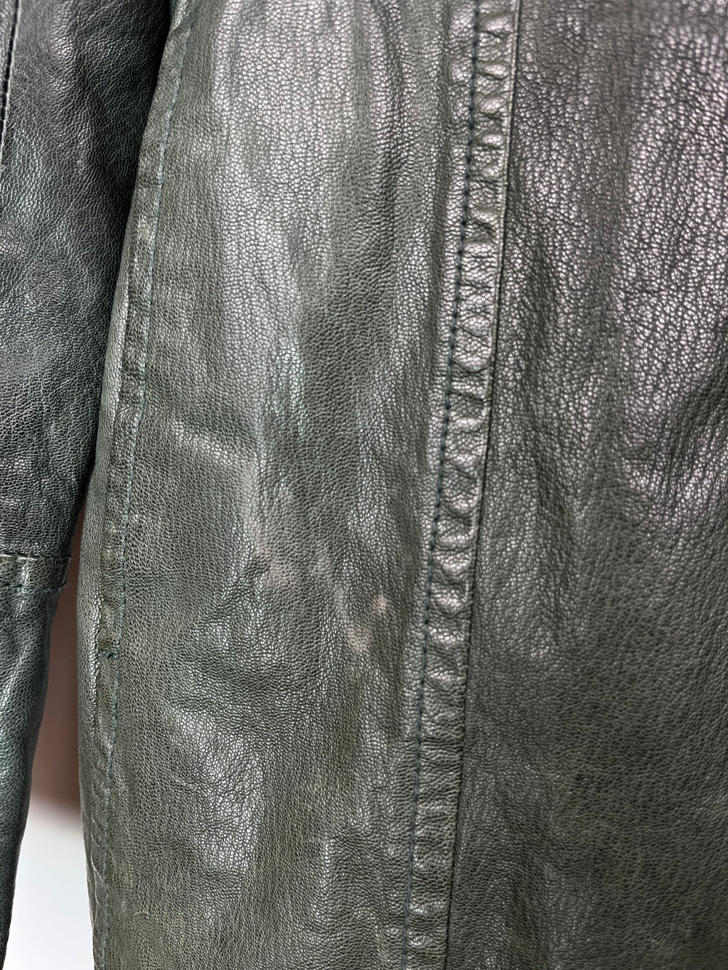 Armani Jeans Leather Jacket Green Y2K