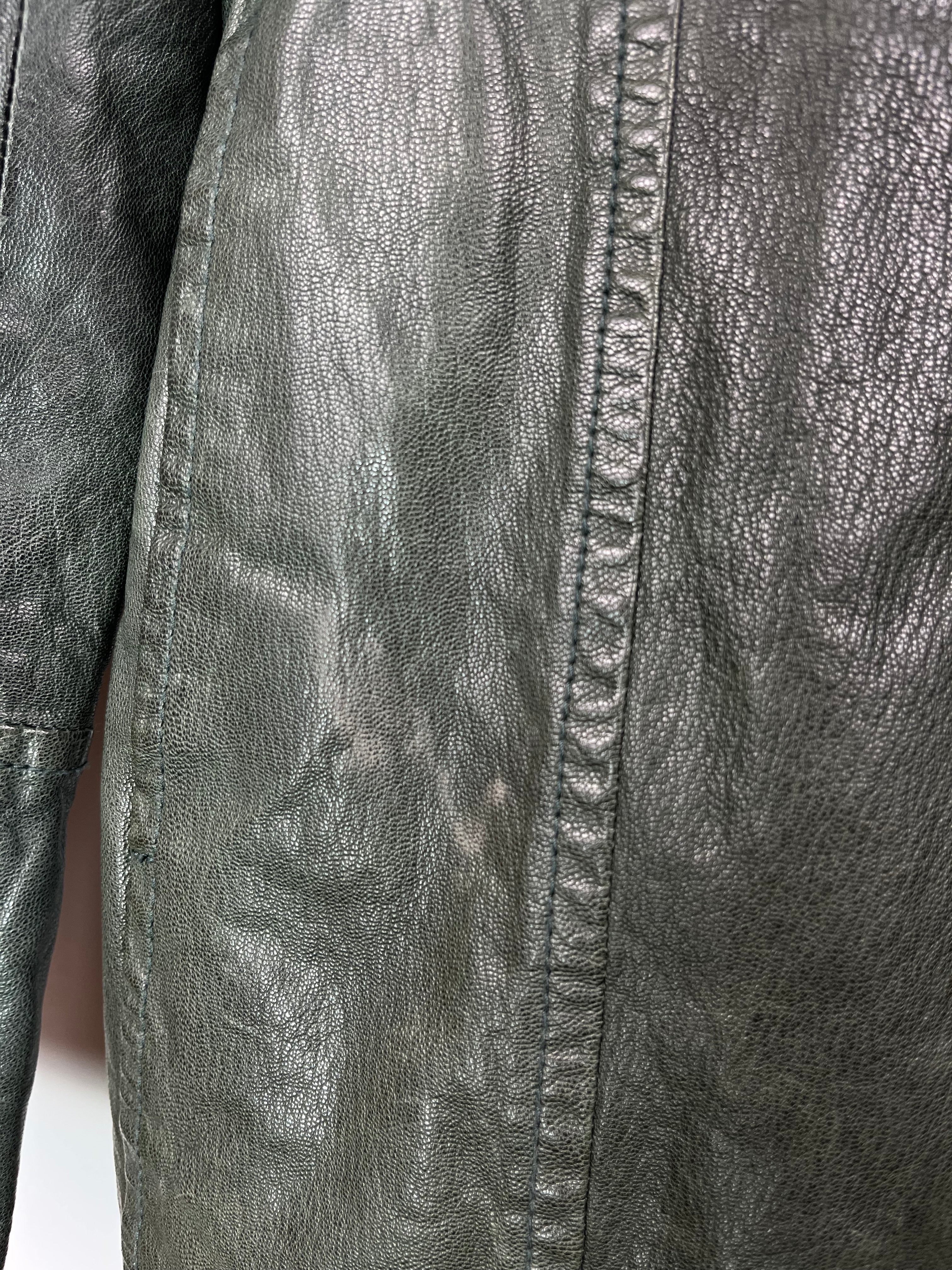 Armani Jeans Leather Jacket Green Y2K