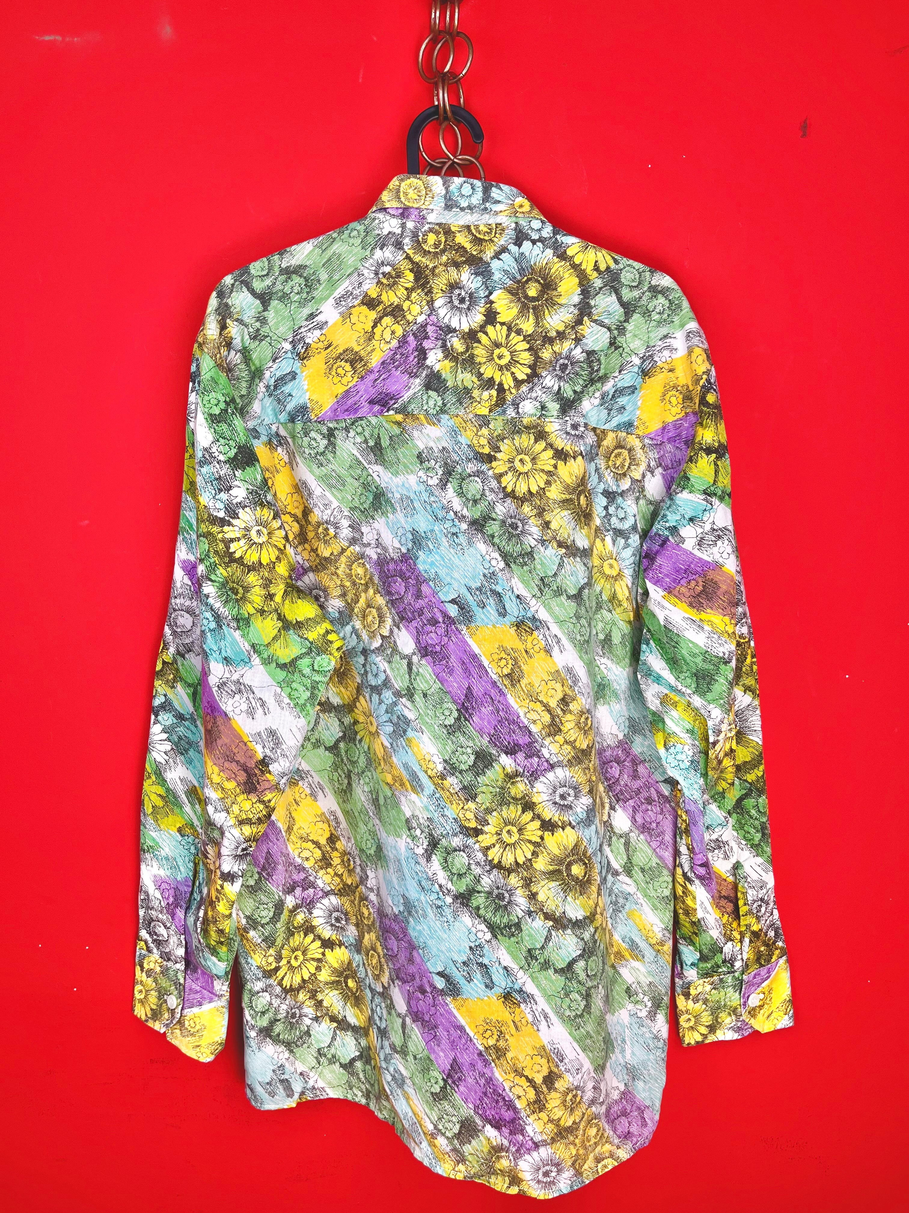 Camicia Vintage Floreale Astratta Anni ’90 Uomo L