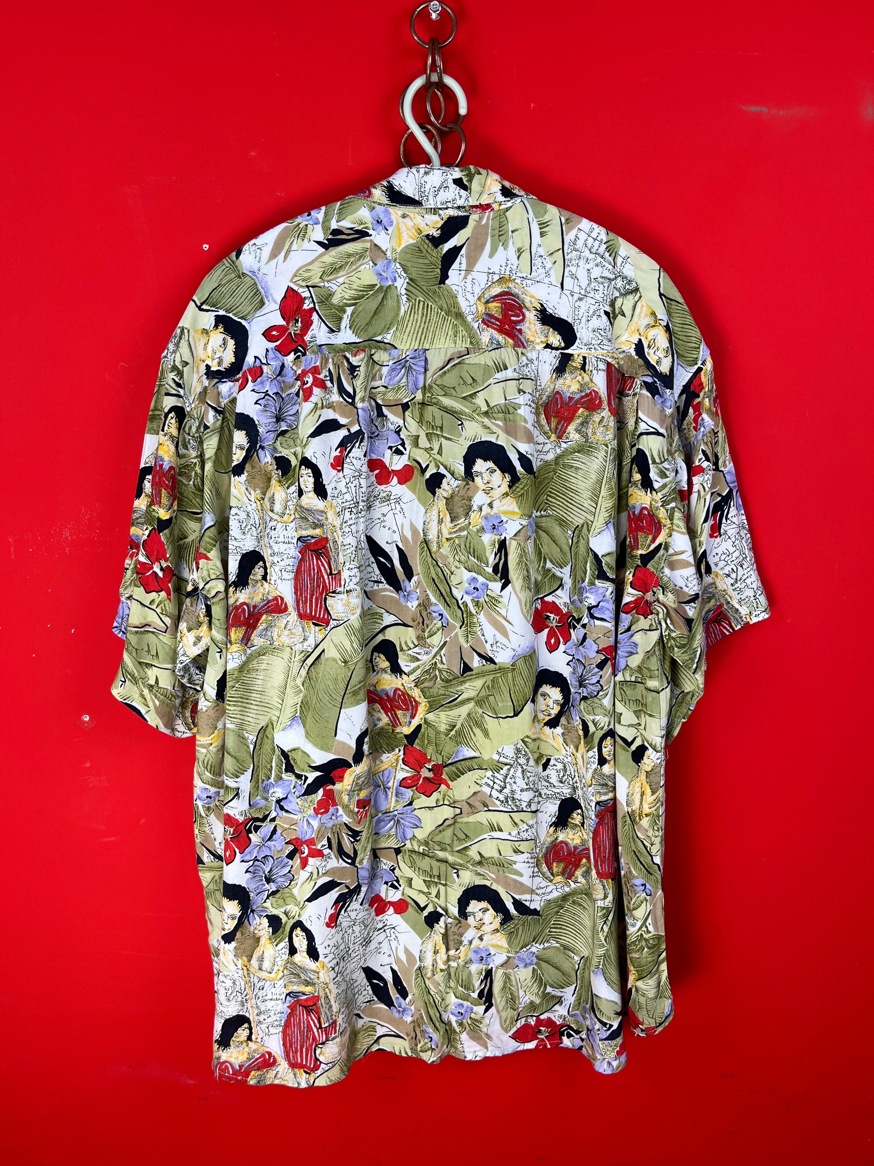 Camicia vintage tropicale in viscosa