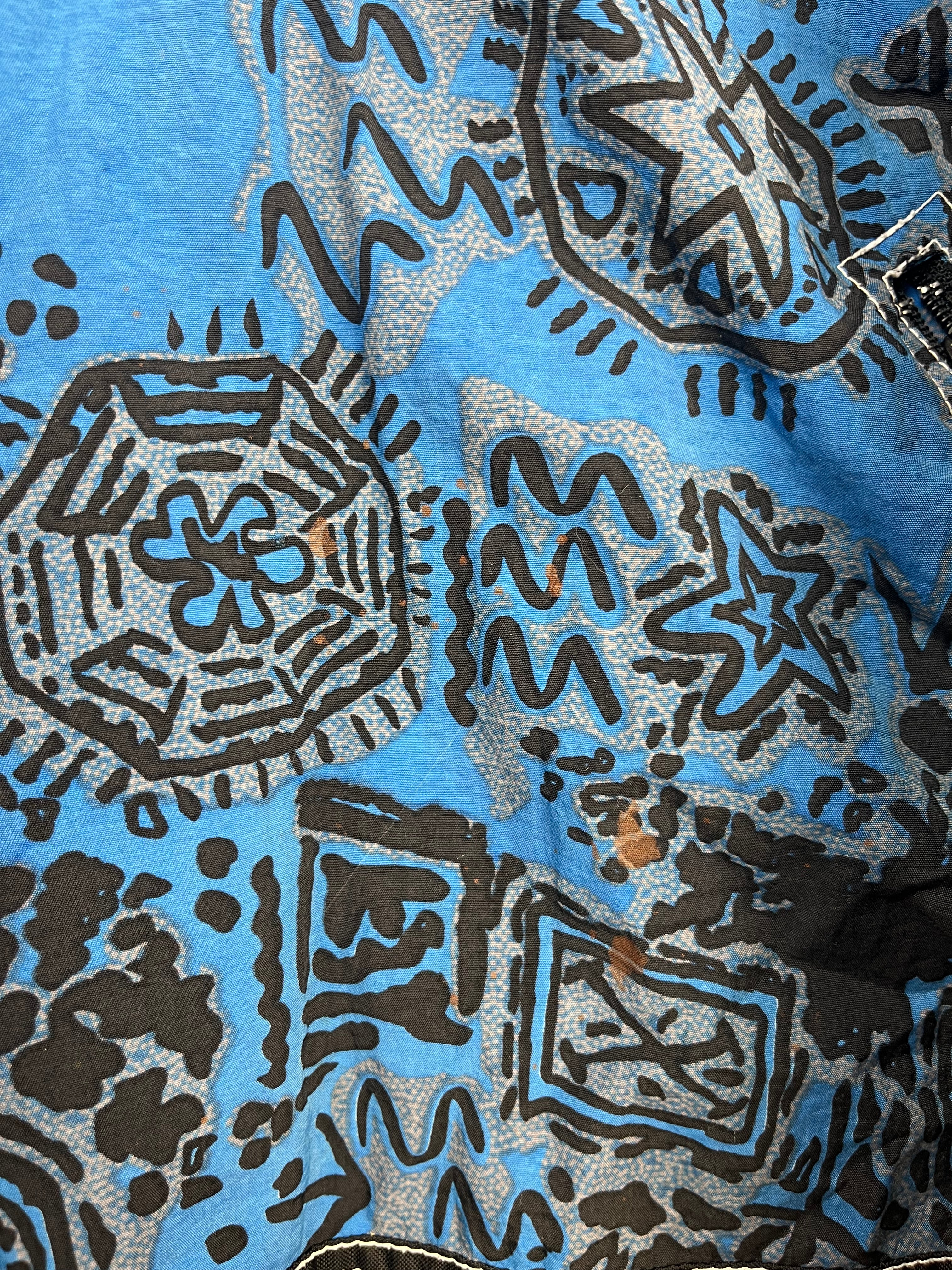 Vintage 90s Pattern Pullover Jacket Half Zip Blue Abstract Jacket