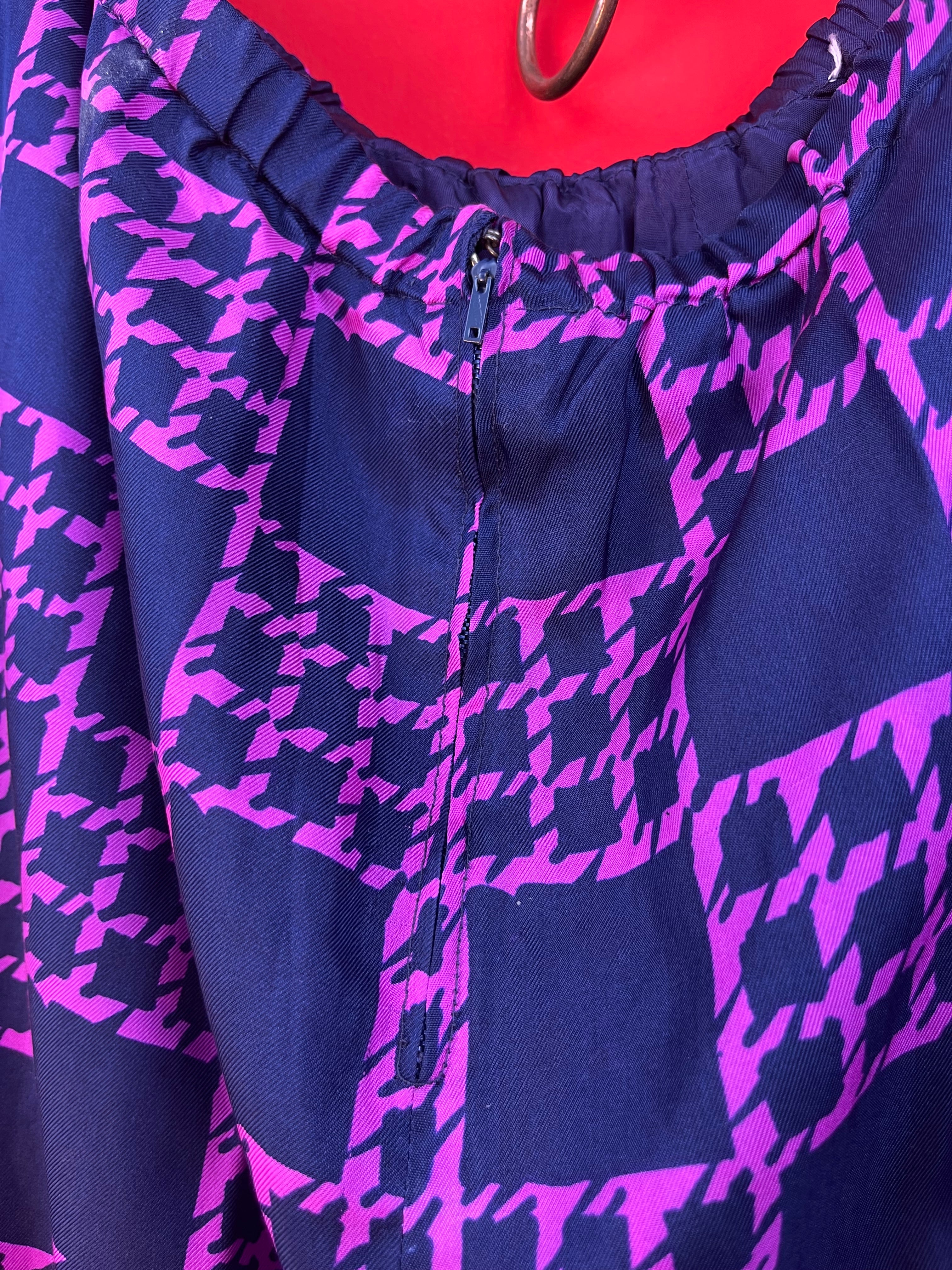 Vintage 80s 90s Purple Geometric Two Piece Skirt Set