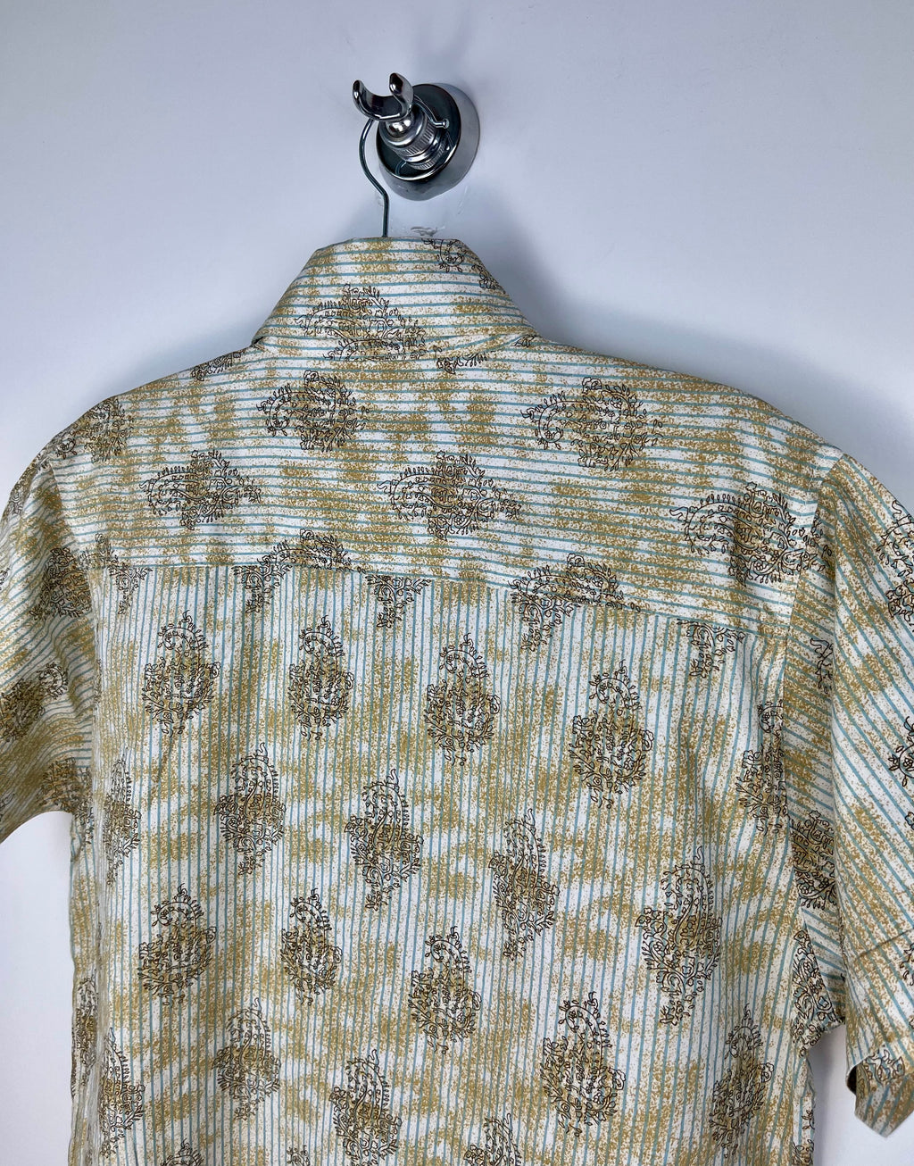 Camicia Vintage 90s in Cotone Fantasia Beige e Azzurro