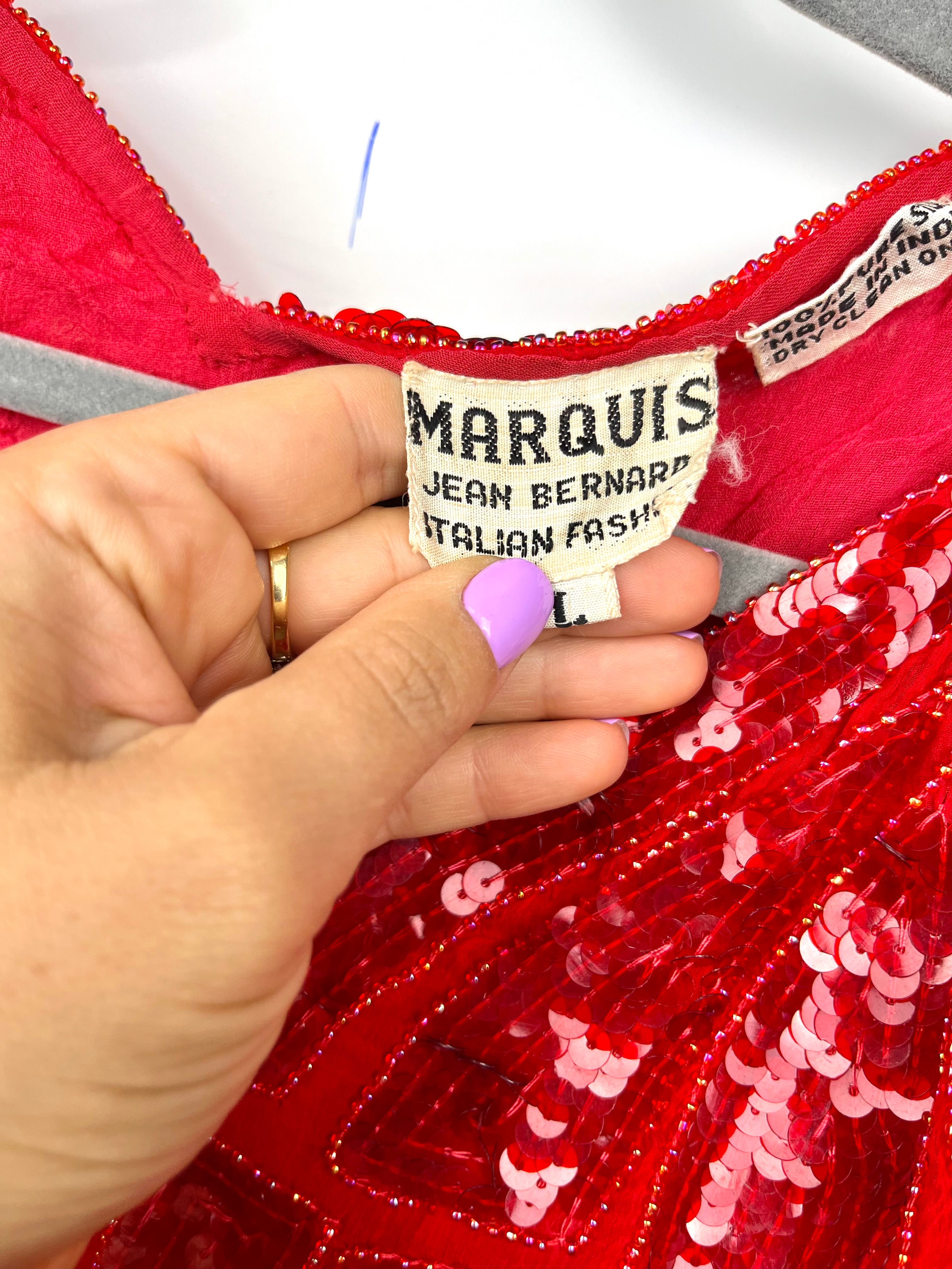 Vintage Red Silk Sequin Top – Marquis by Jean Bernard