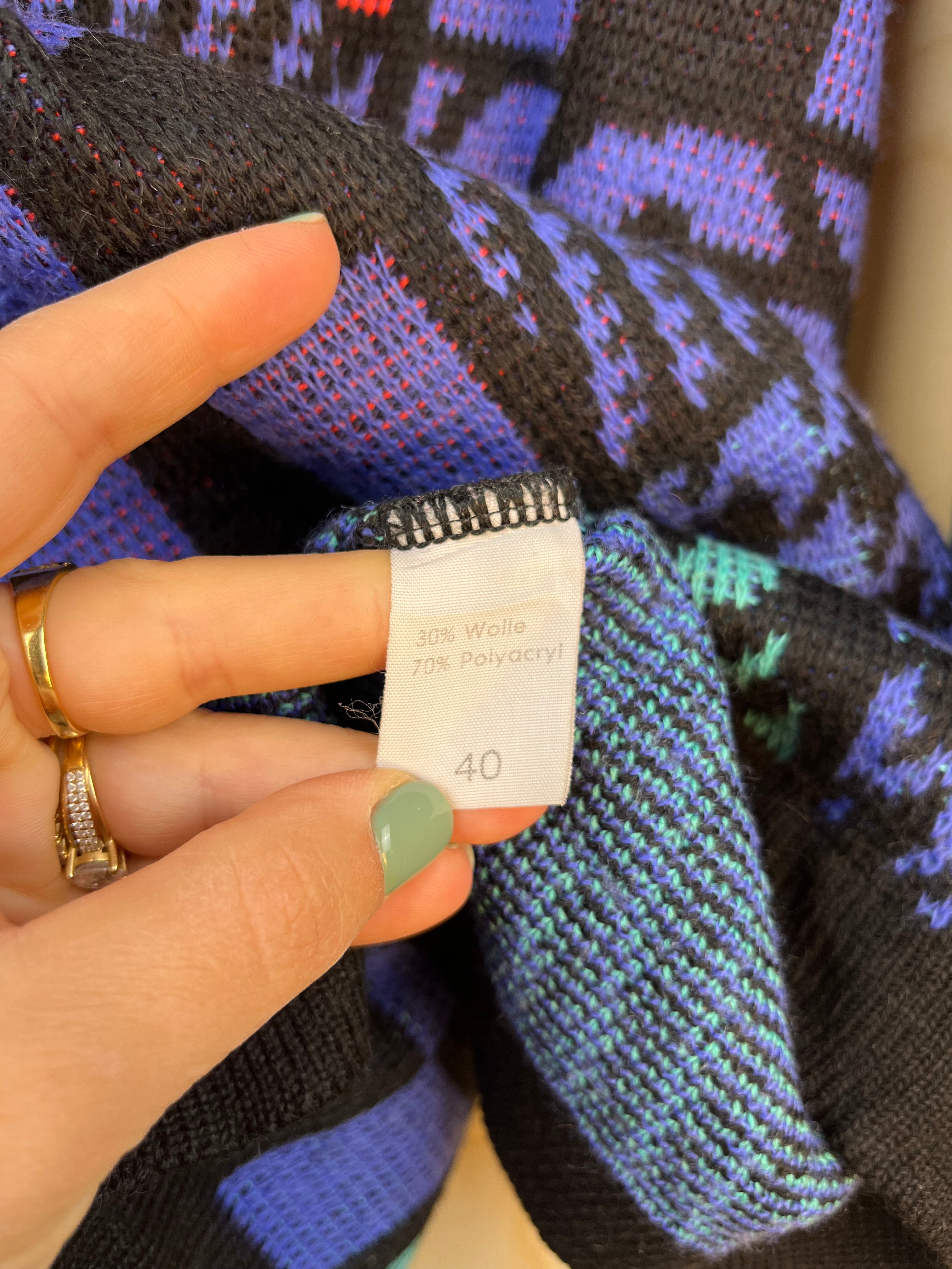 90s Abstract Patchwork Knit Sweater – Bold Vintage Statement