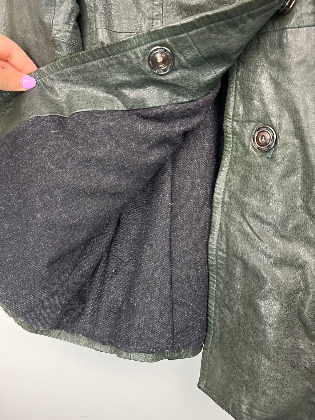 Armani Jeans Leather Jacket Green Y2K
