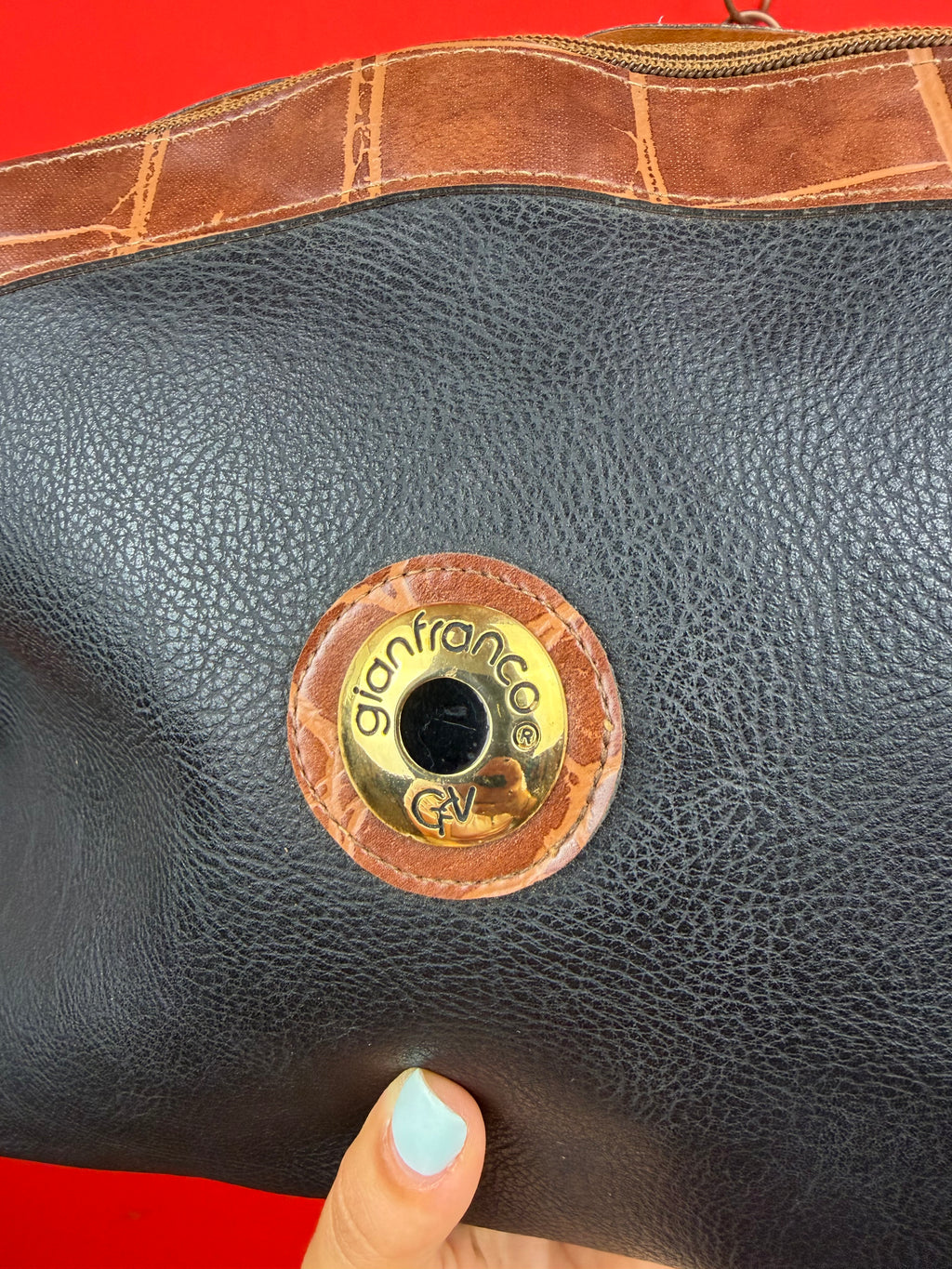 Vintage Gianfranco GV/GFV Clutch Bag Black & Brown