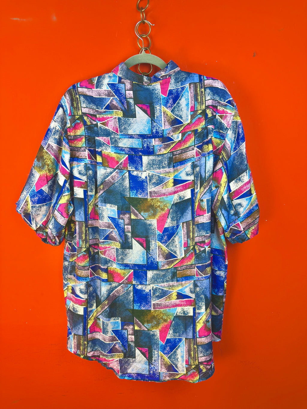 Camicia Vintage in Pura Seta 100% Fantasia Geometrica Anni ’90