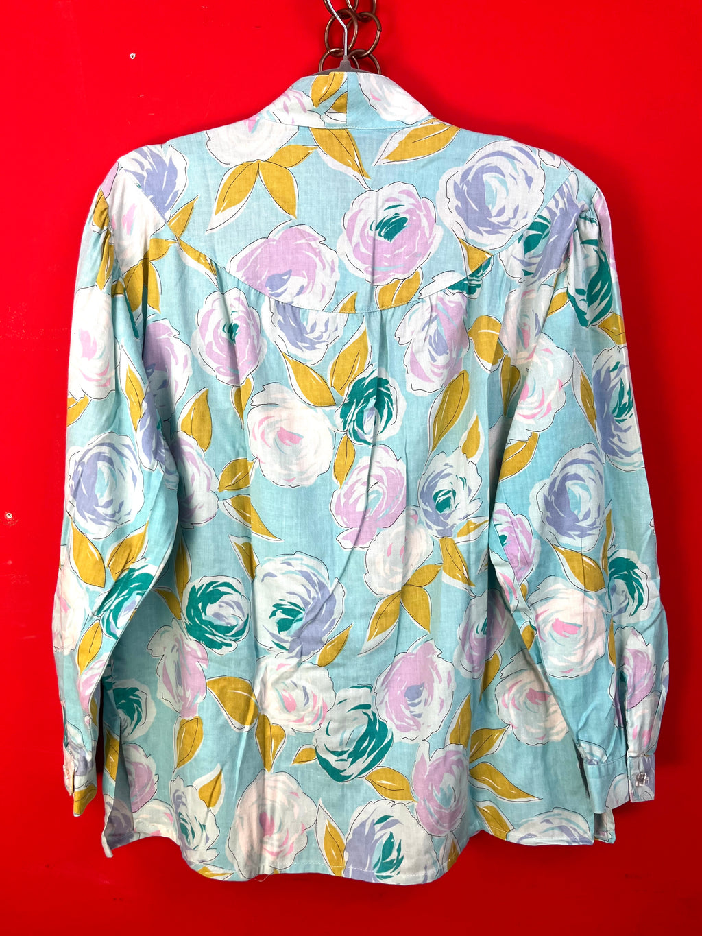 Vintage Floral Cotton Blouse Made in Italy – Pastel Roses Shirt