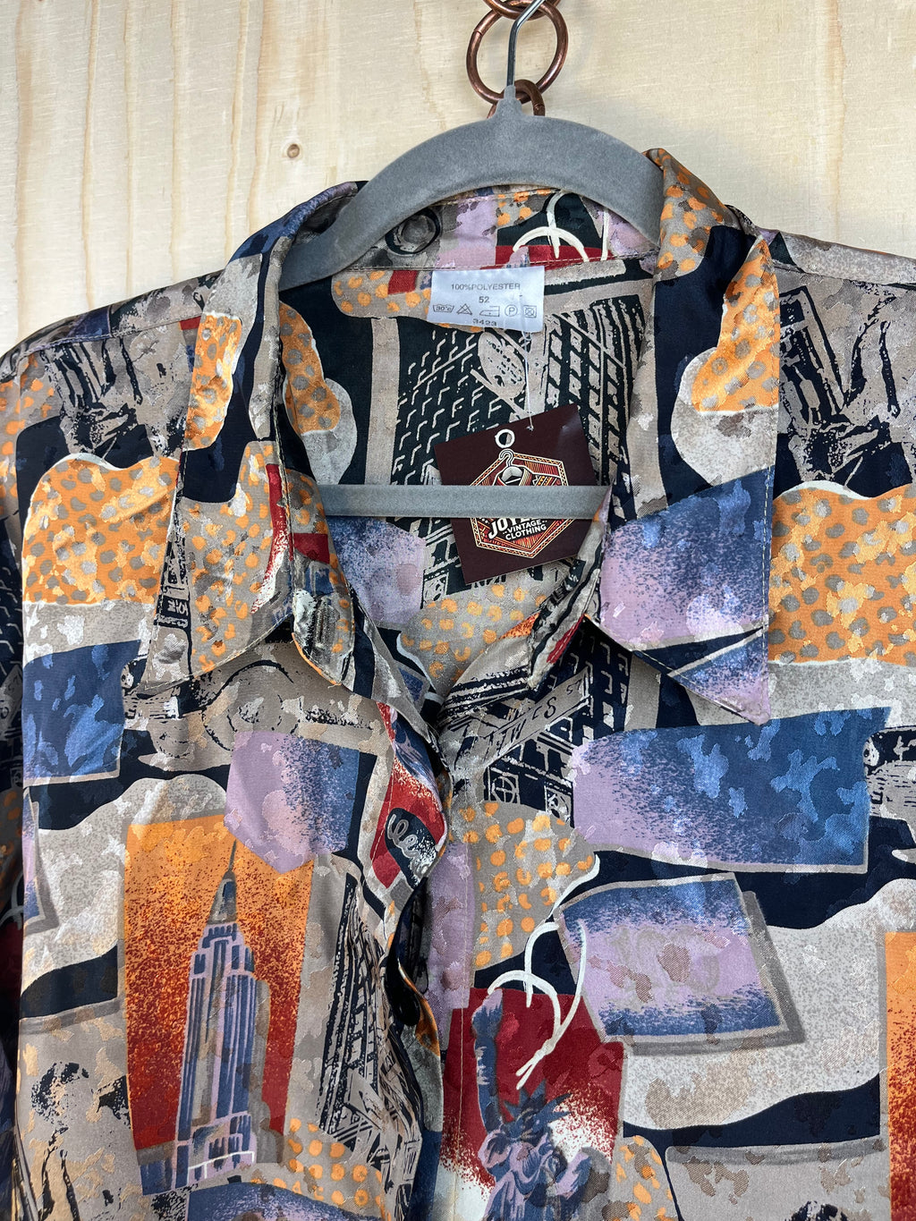 Vintage Abstract City Print Blouse