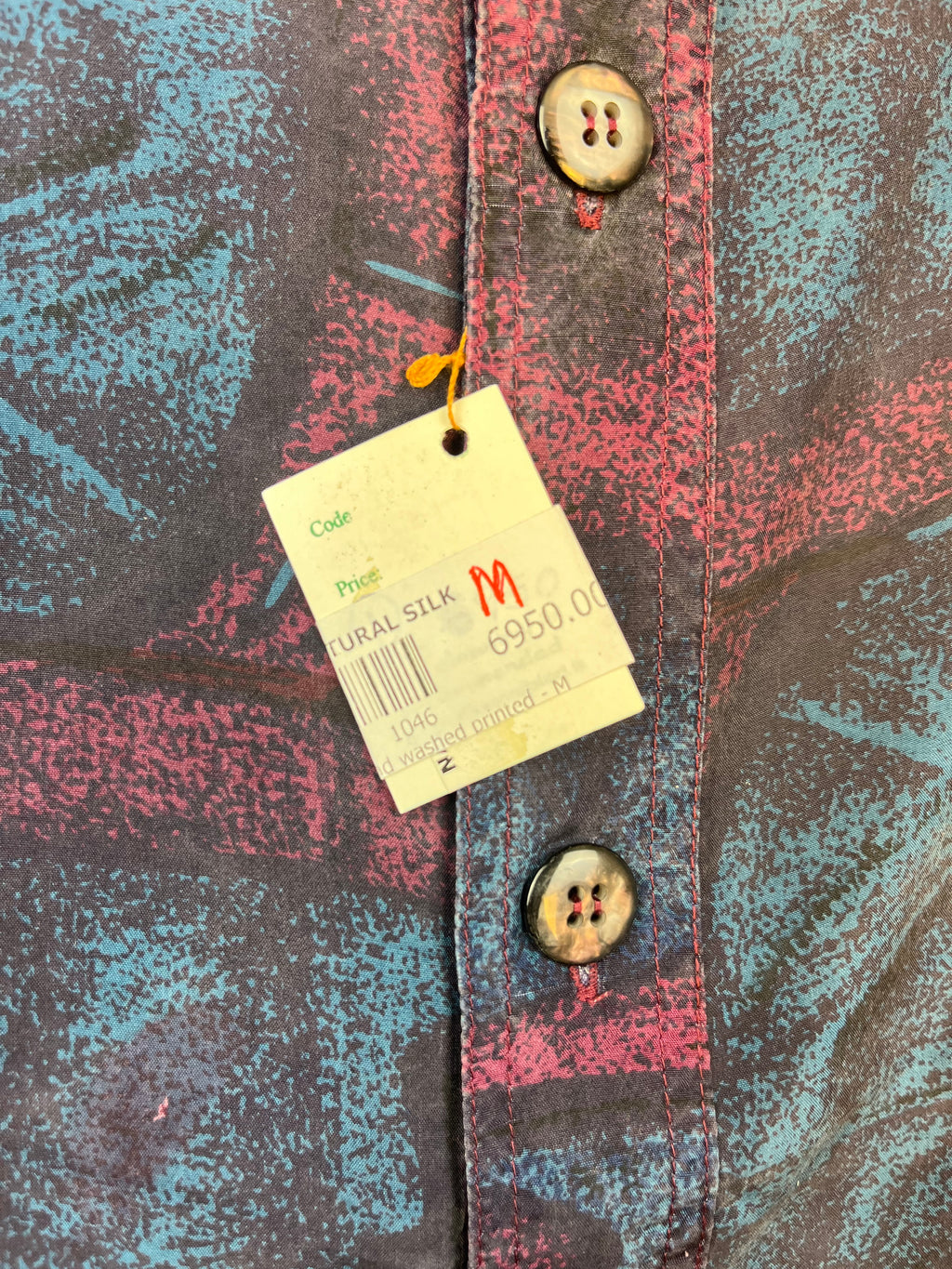 Mulberry Vintage Silk Shirt Blue Purple Pattern
