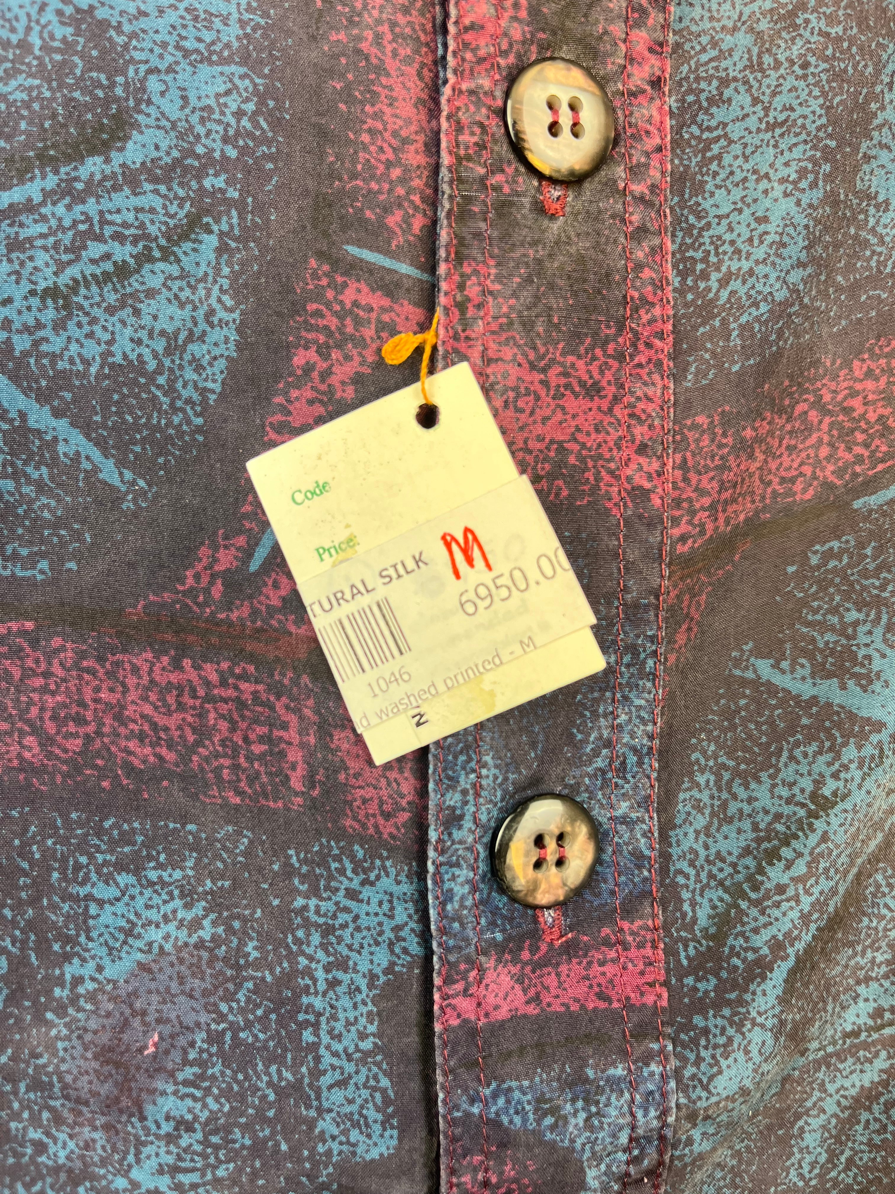 Mulberry Vintage Silk Shirt Blue Purple Pattern