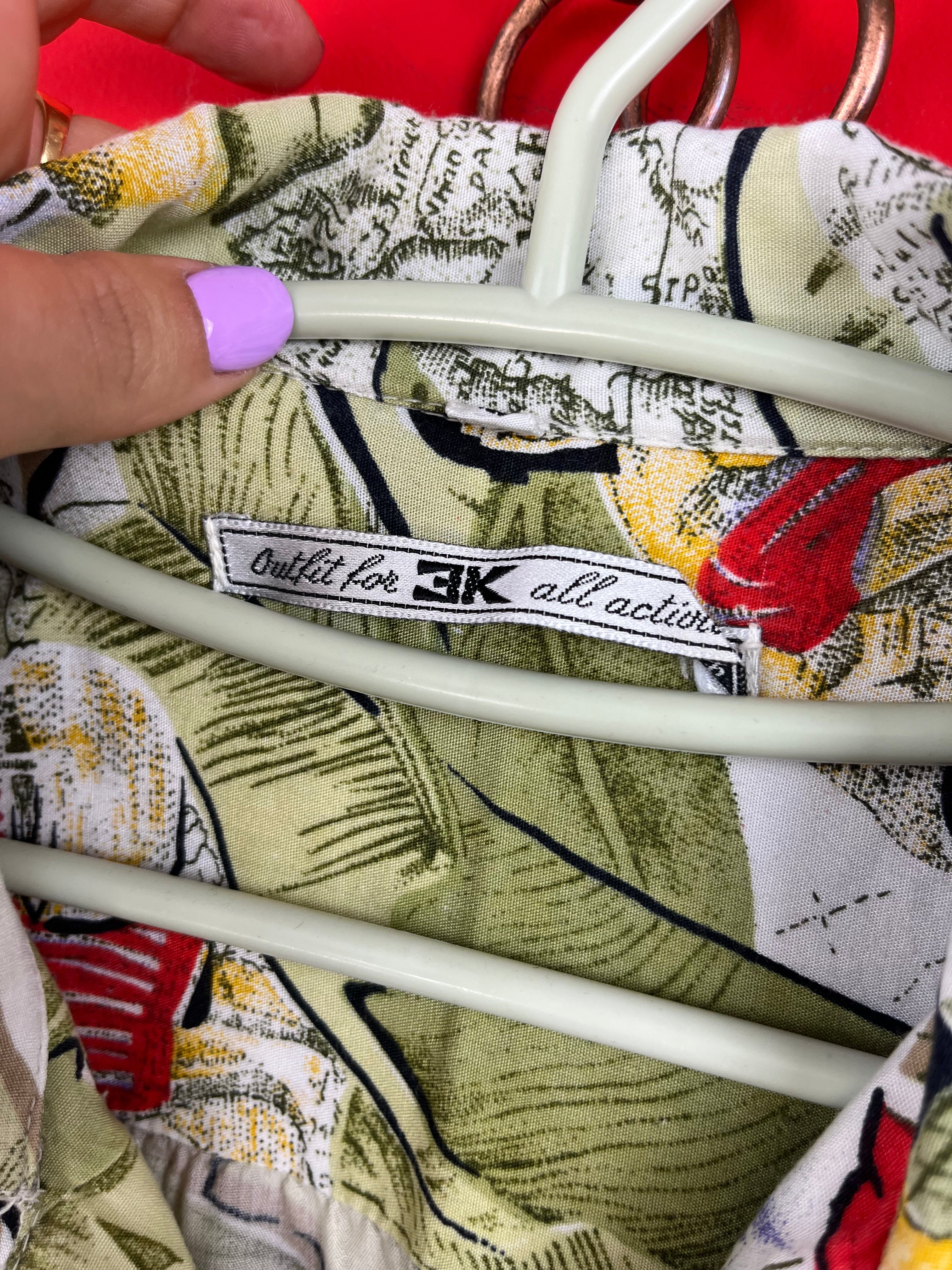 Camicia vintage tropicale in viscosa