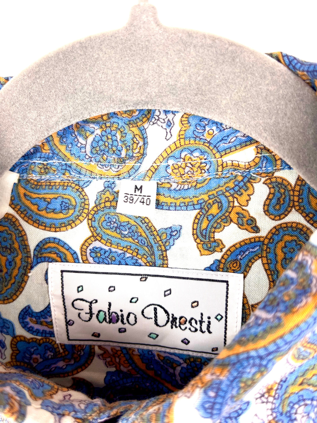 Fabio Onesti Vintage Paisley Shirt – Blue & Gold Pattern – Size M
