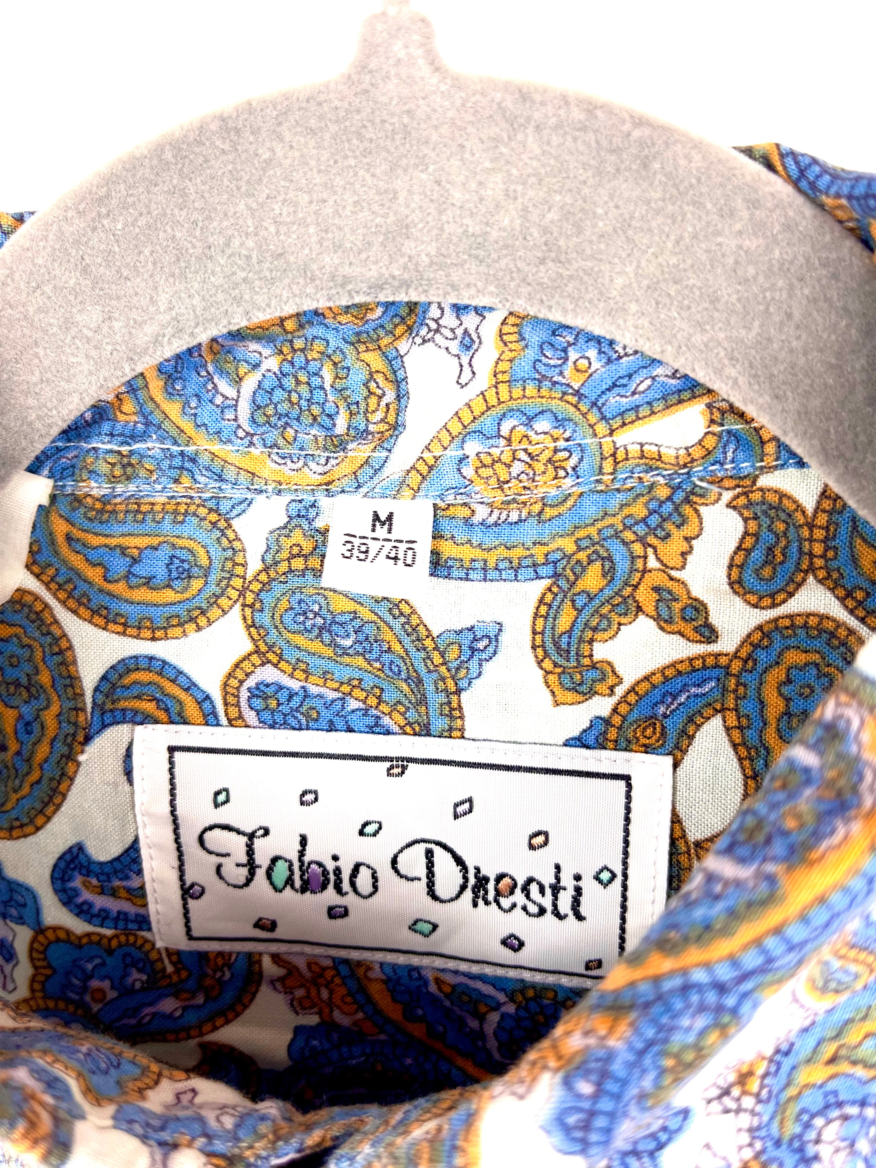 Fabio Onesti Vintage Paisley Shirt – Blue & Gold Pattern – Size M