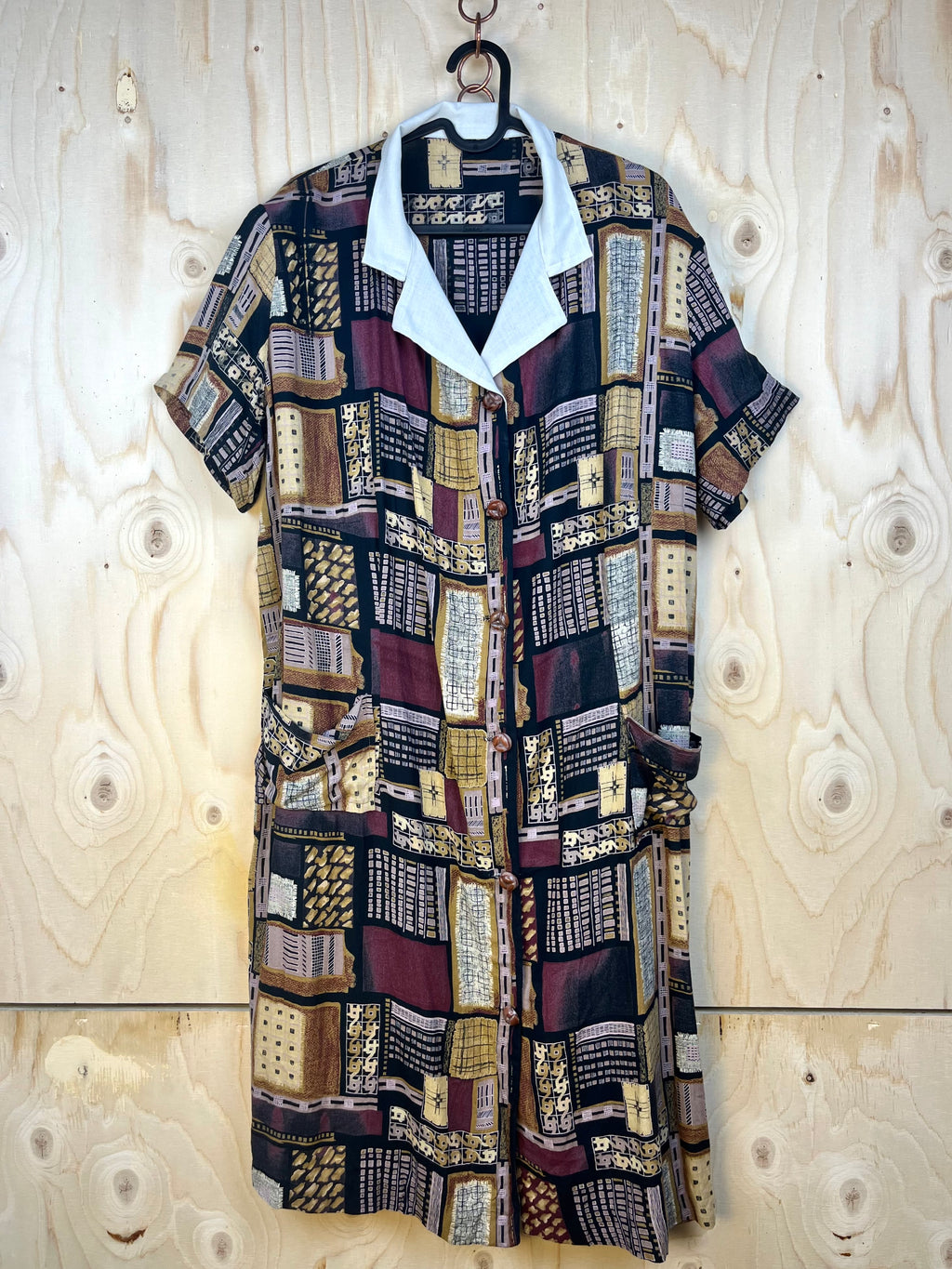 Vintage Pattern Midi Dress 90s