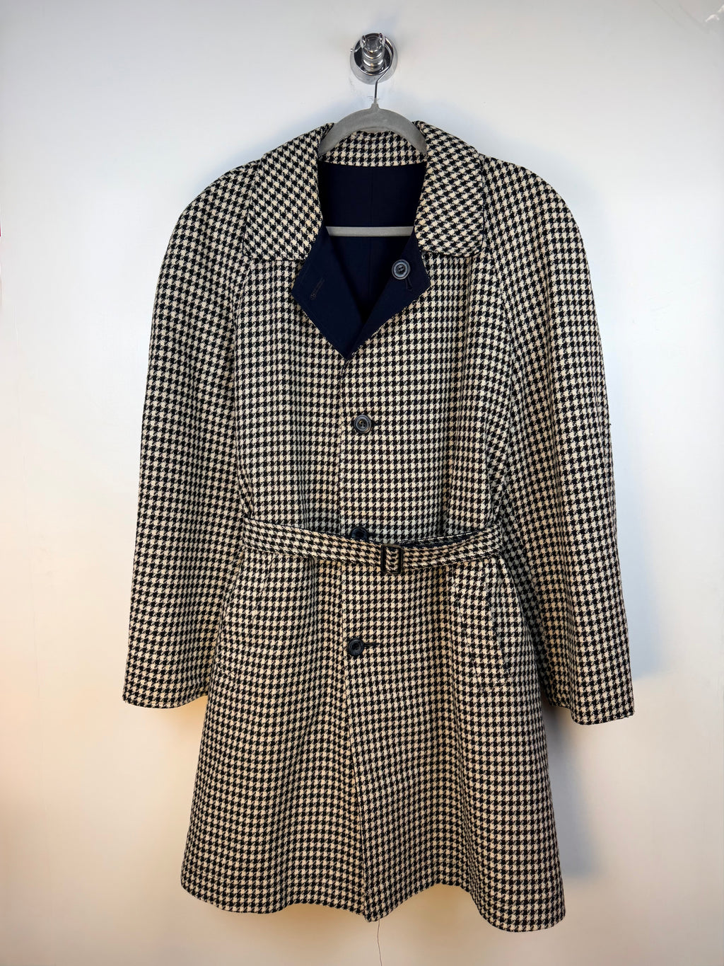 Cappotto vintage double face pied-de-poule e blu navy