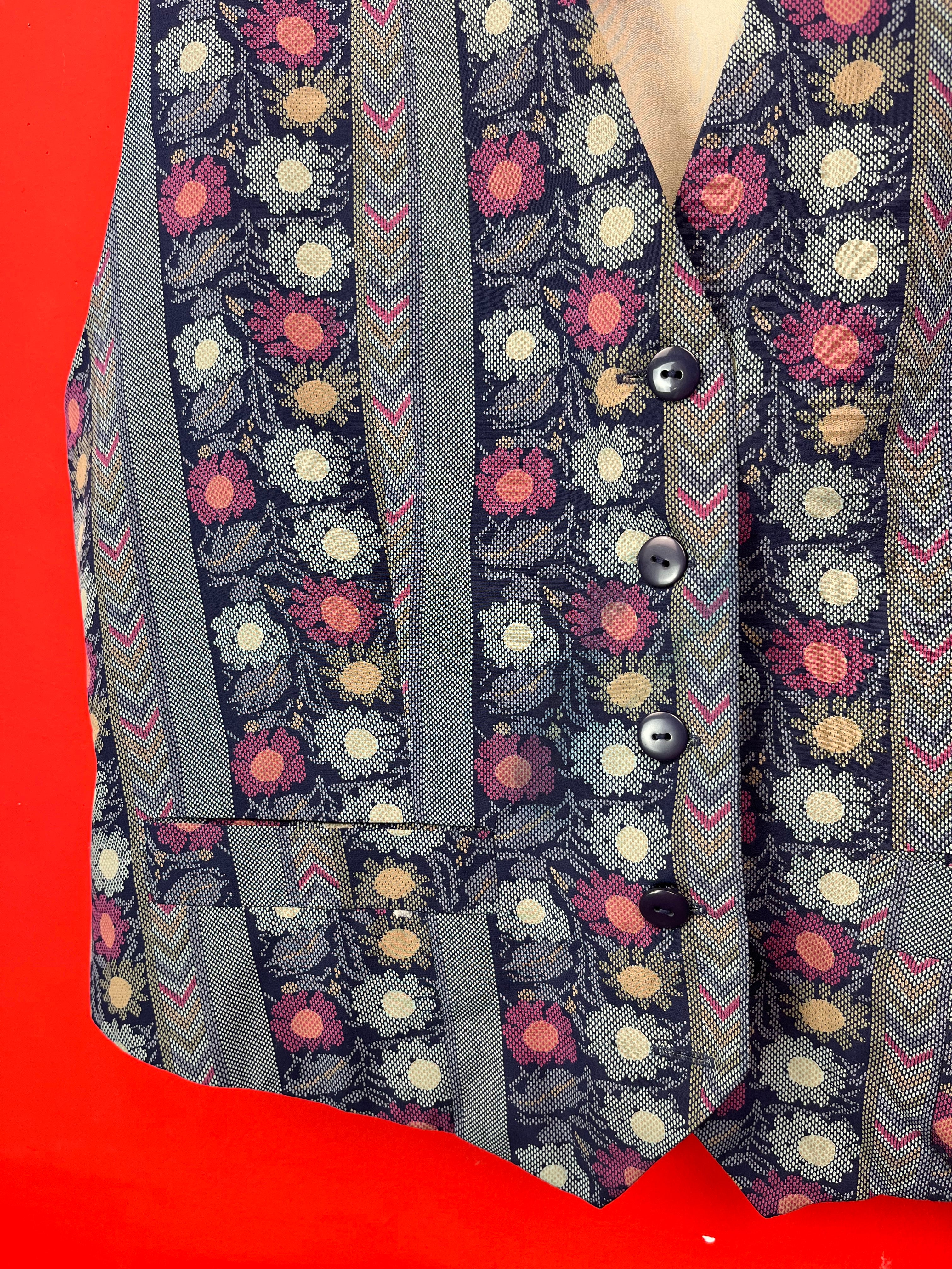 Gilet Vintage Floreale in Pura Seta 100%
