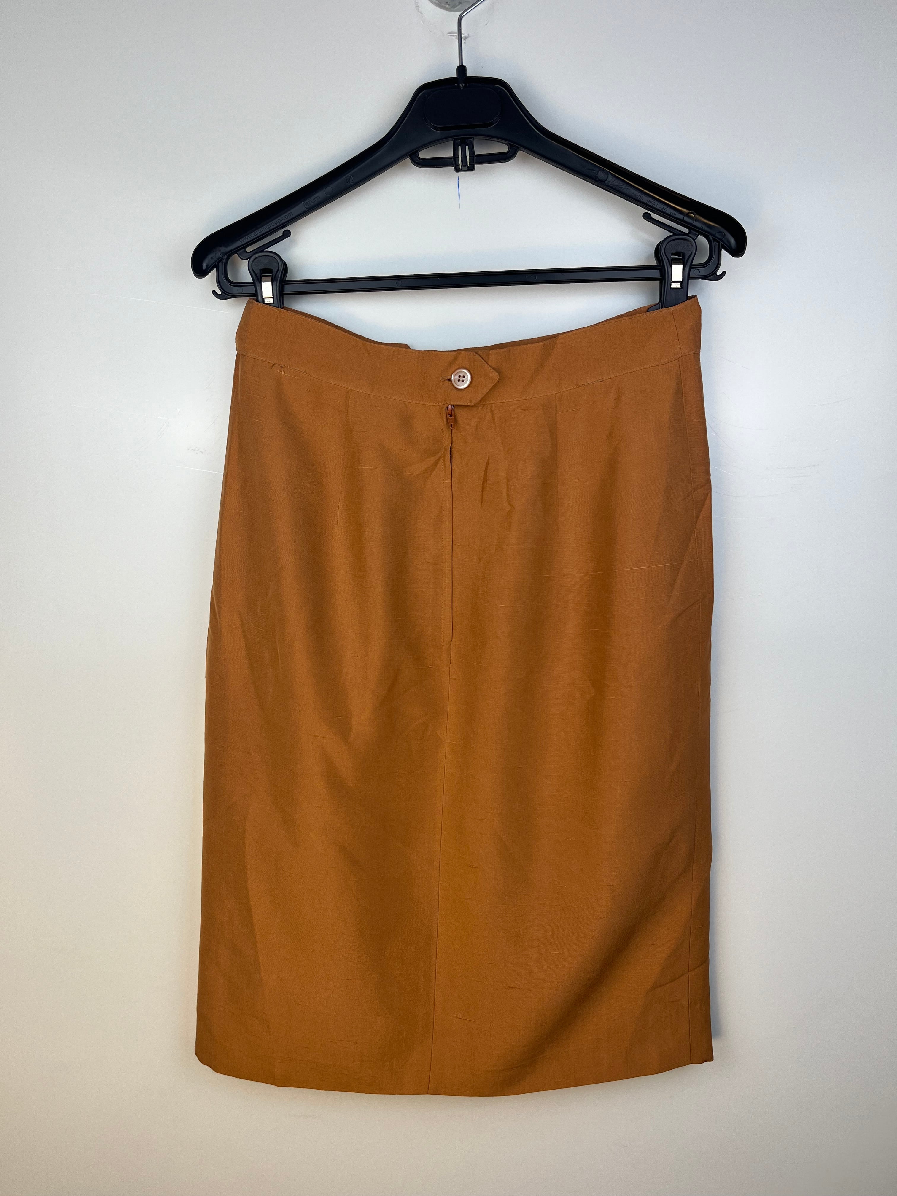 Gonna Vintage Max Mara in Pura Seta Color Cammello