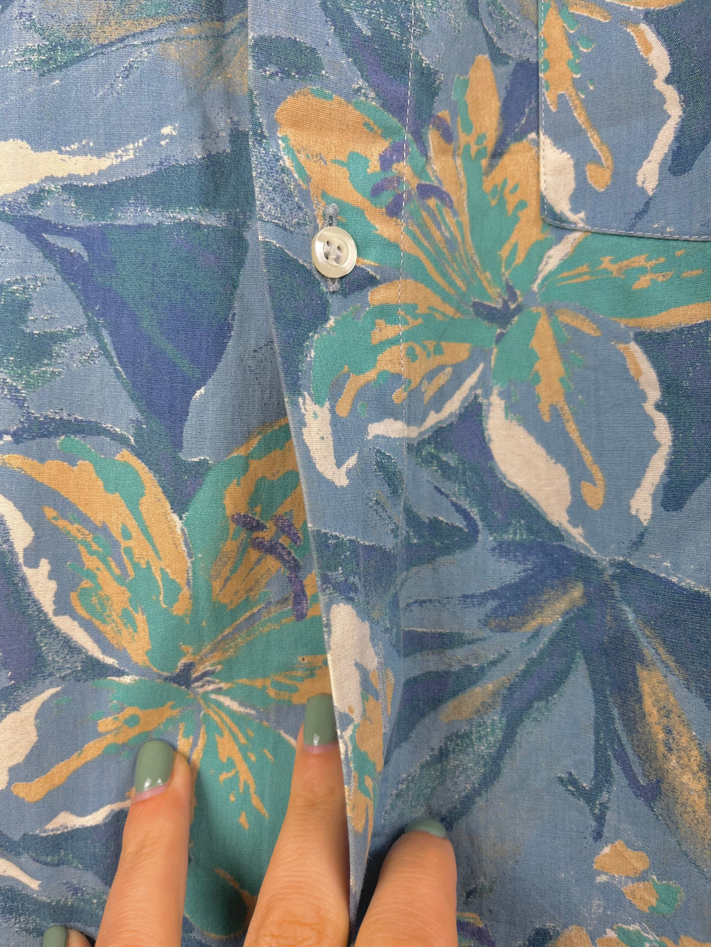 Vintage Blue Floral Cotton Shirt