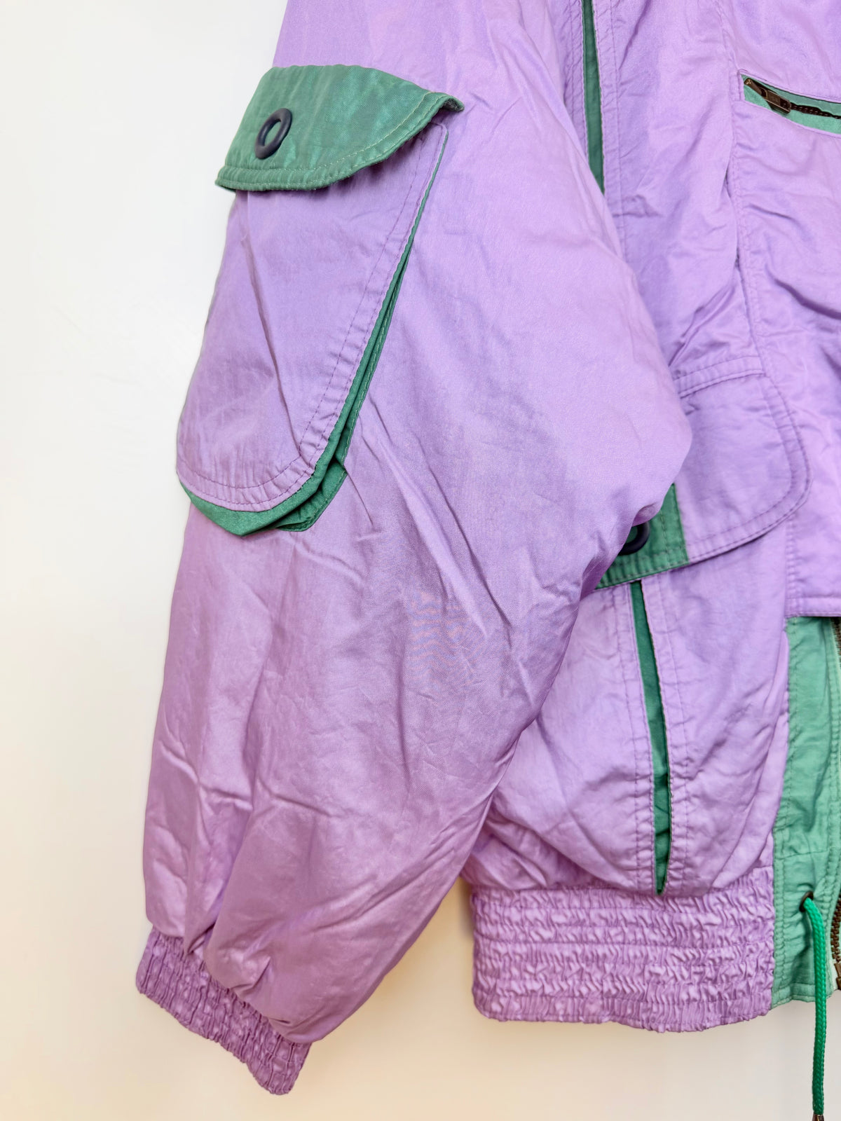 Giacca vintage Biting imbottita lilla e verde