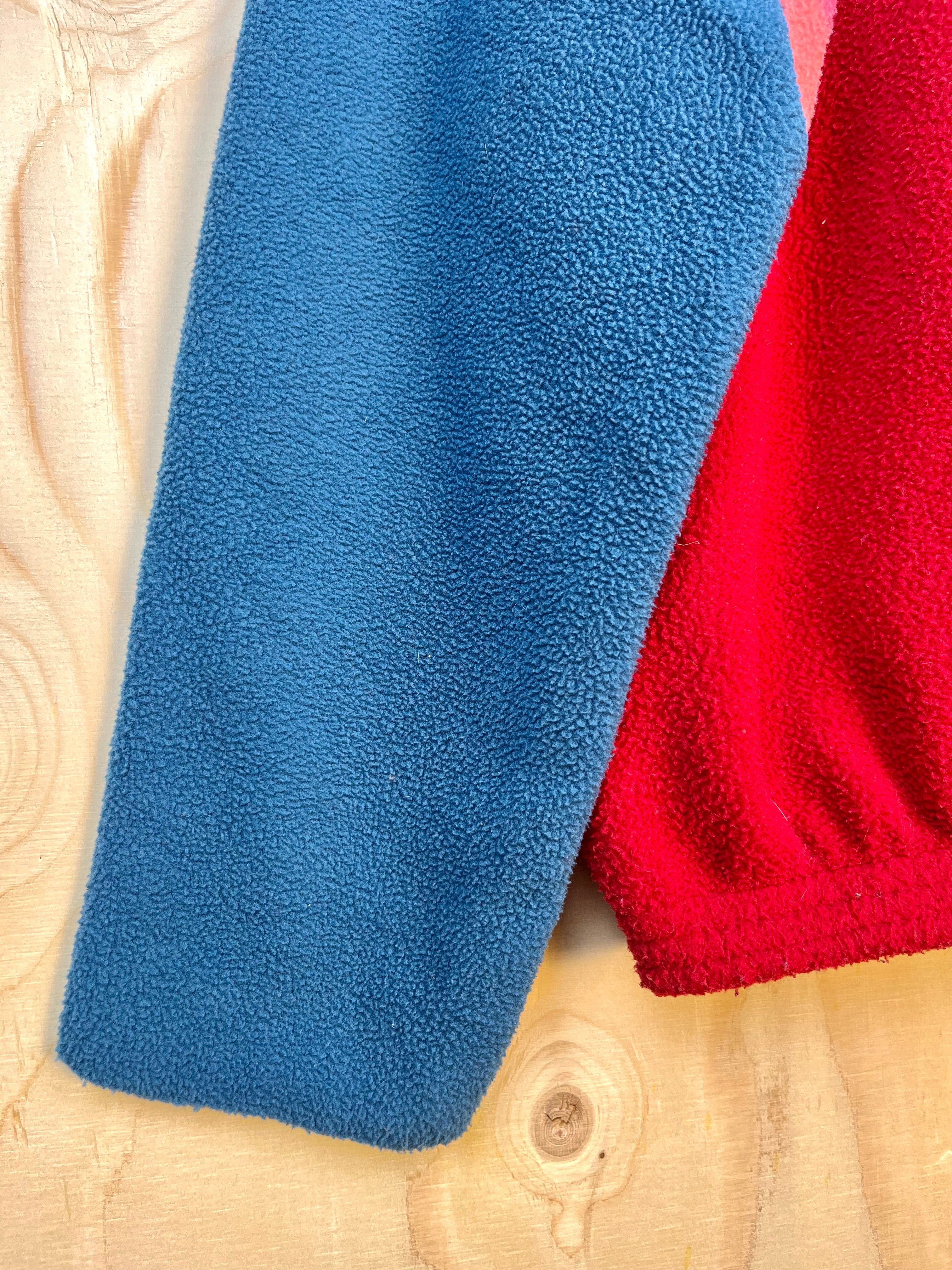 Vintage 90s Colorblock Fleece Jacket Red Blue Half Zip