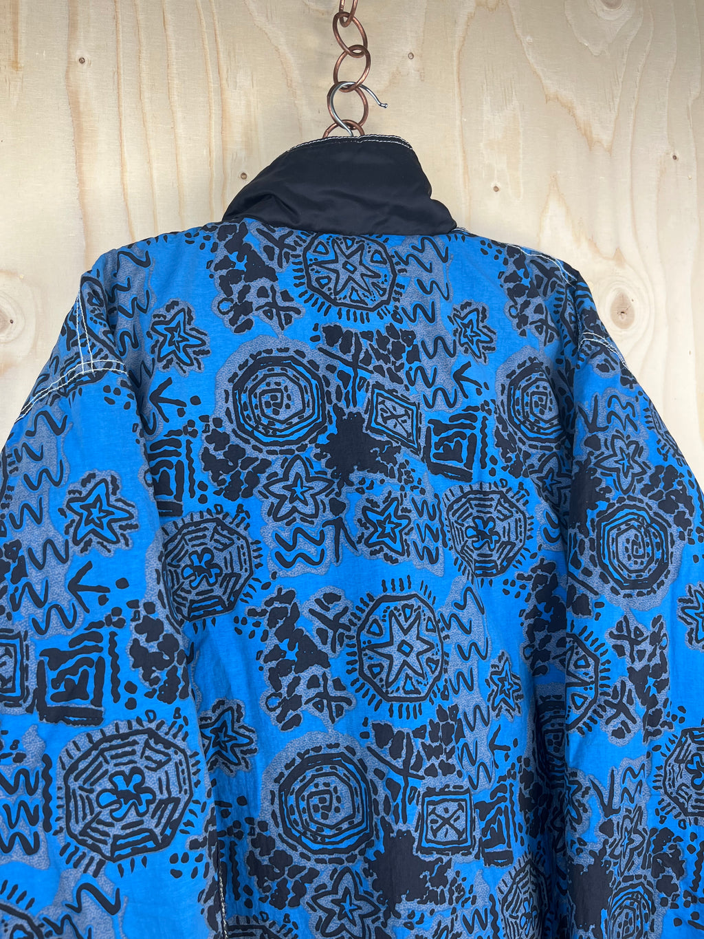 Vintage 90s Pattern Pullover Jacket Half Zip Blue Abstract Jacket