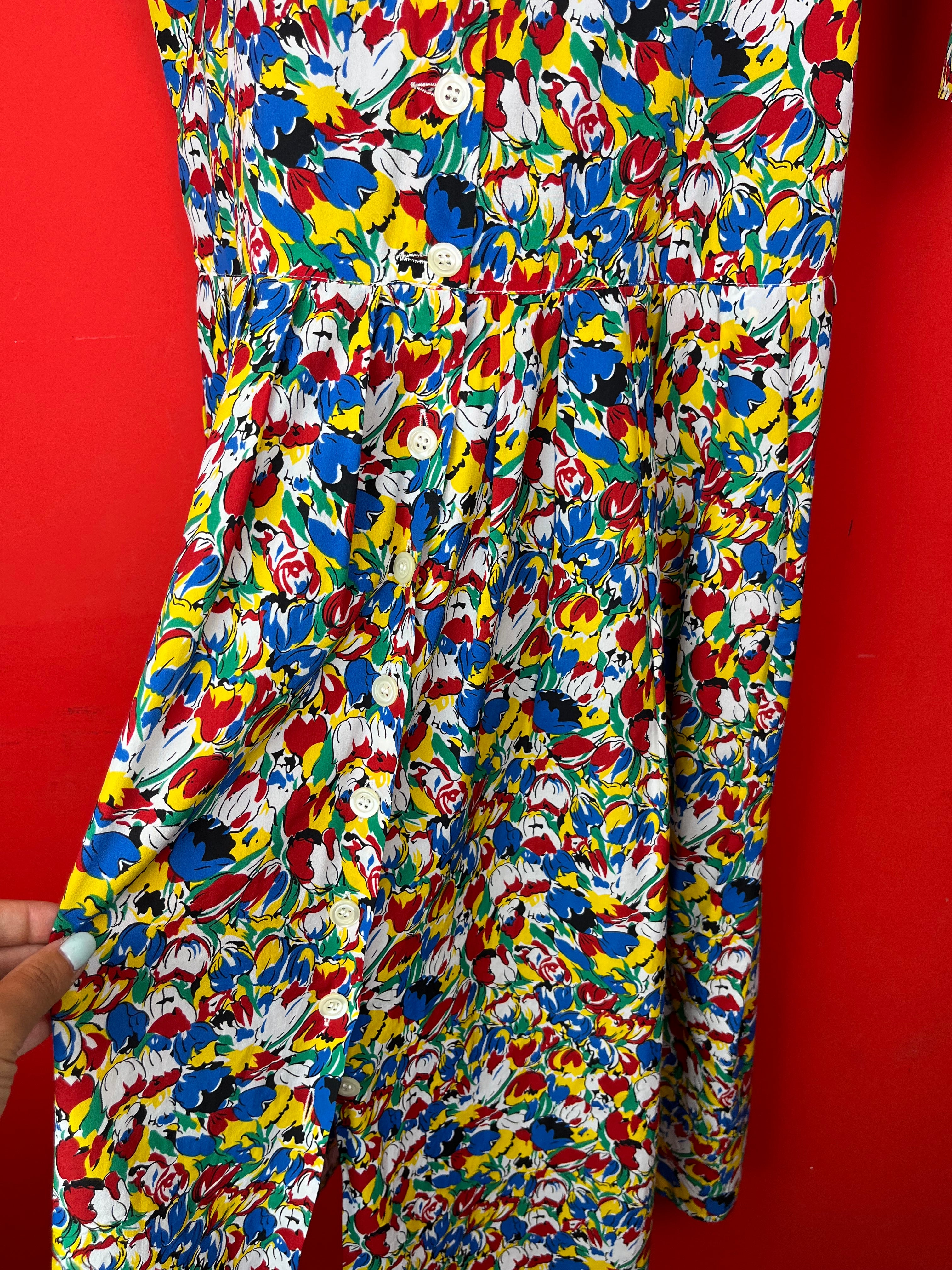 Completo Vintage Cacharel Paris Floreale – Abito Lungo e Top Coordinato