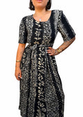 Abito lungo vintage Crazy Line Firenze fantasia bianco e nero