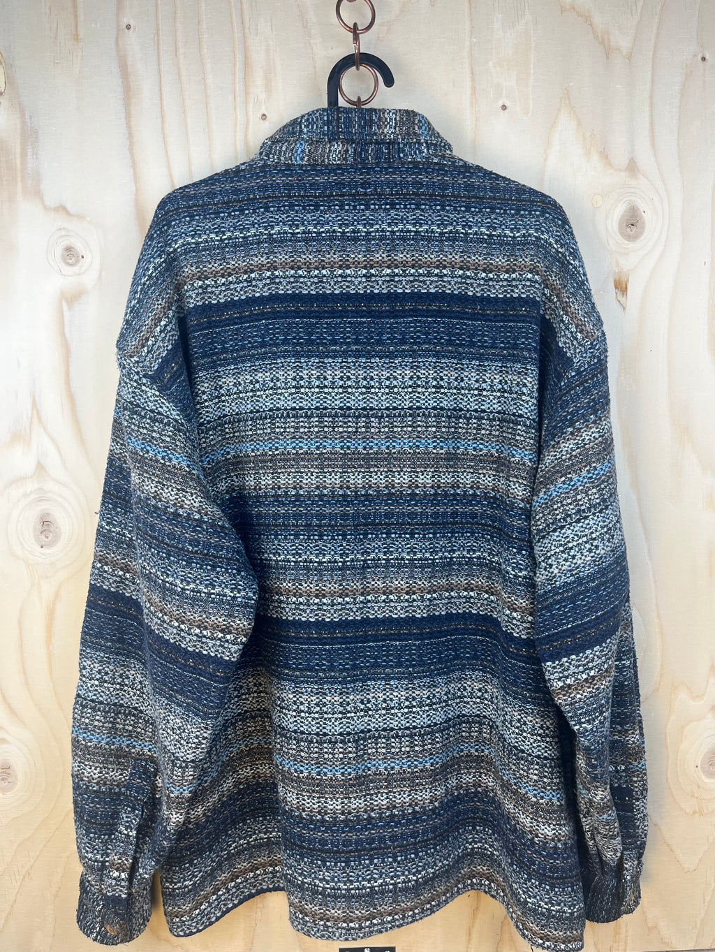Vintage Italian Textured Shirt Jacket – Blue Pattern