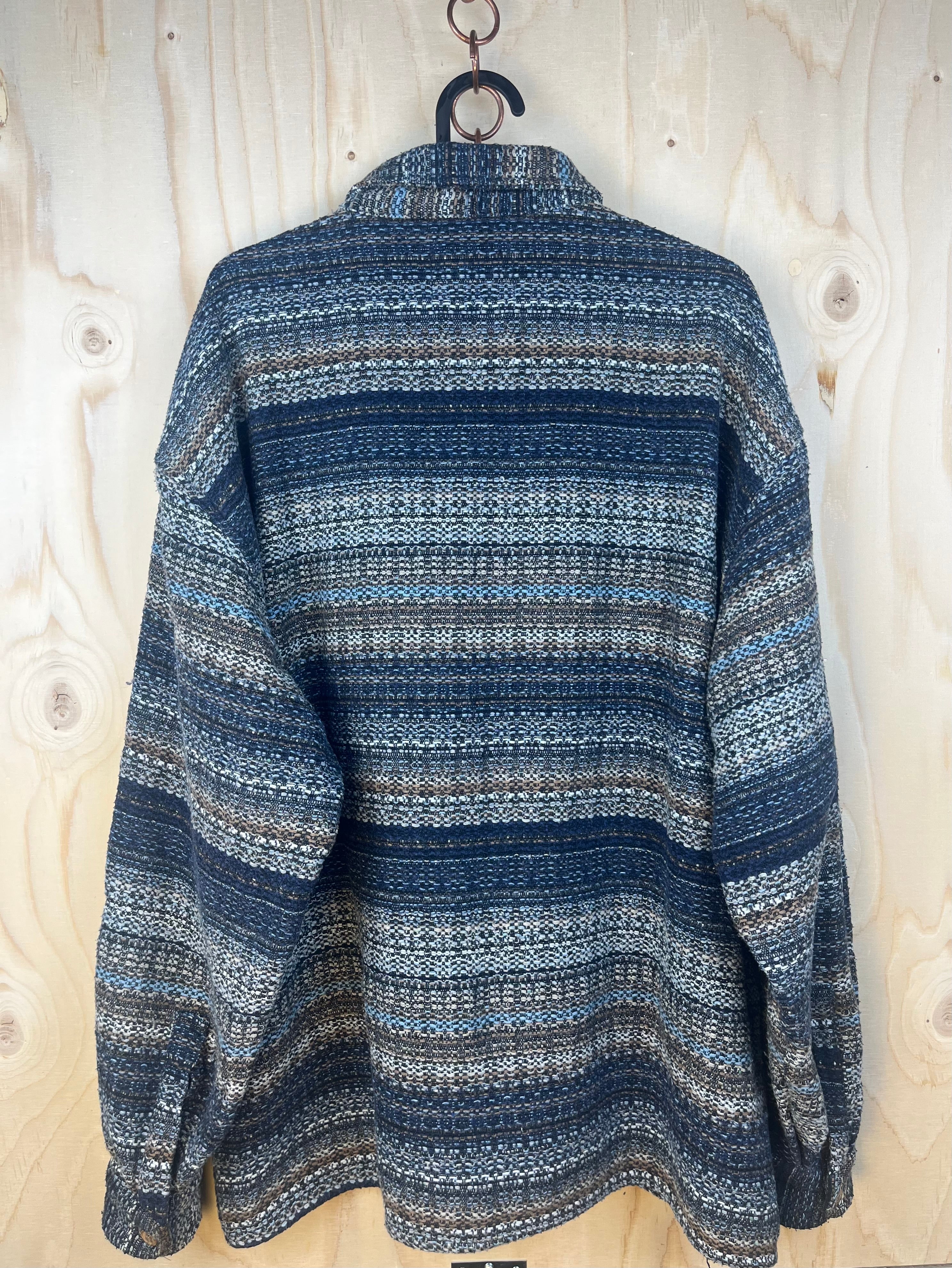 Vintage Italian Textured Shirt Jacket – Blue Pattern